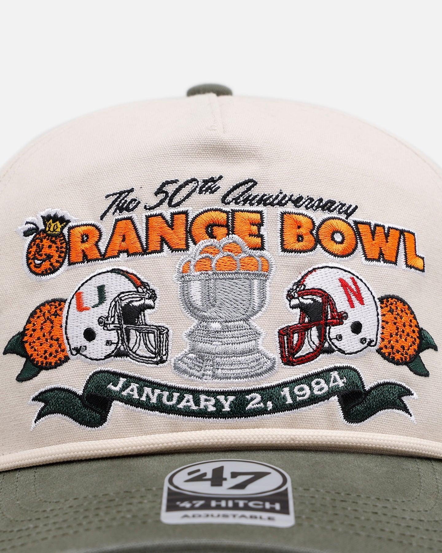47 Brand Nebraska Cornhuskers Vs. Miami Hurricanes 'Vintage Bowl Game 2.0' 1984 Orange Bowl Hitch Snapback Bone