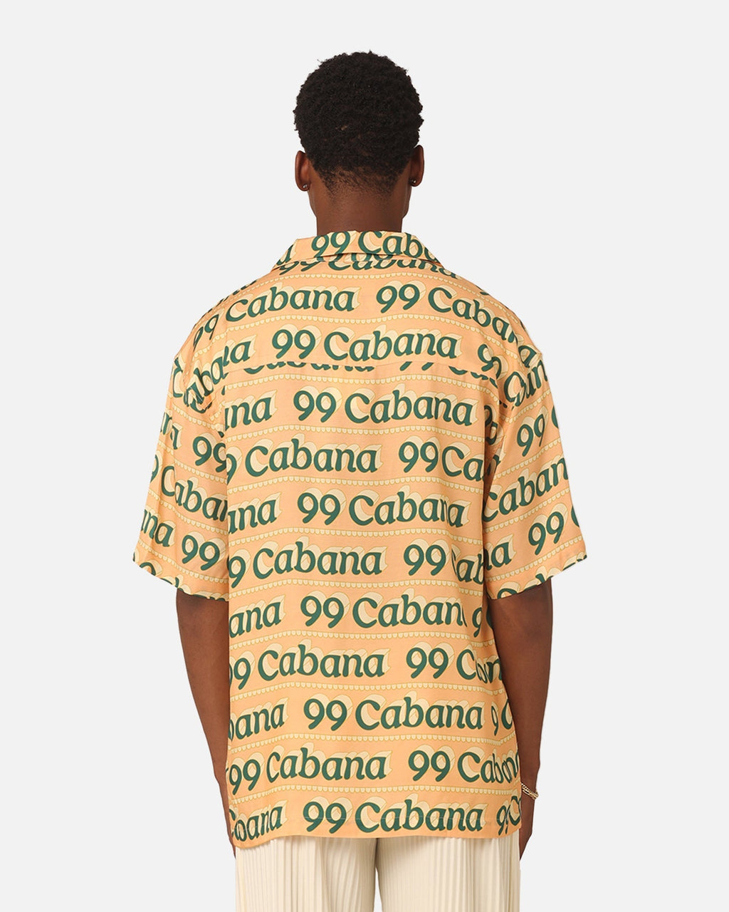 99 Cabana Logo Short Sleeve Button Up Shirt Yellow/Green