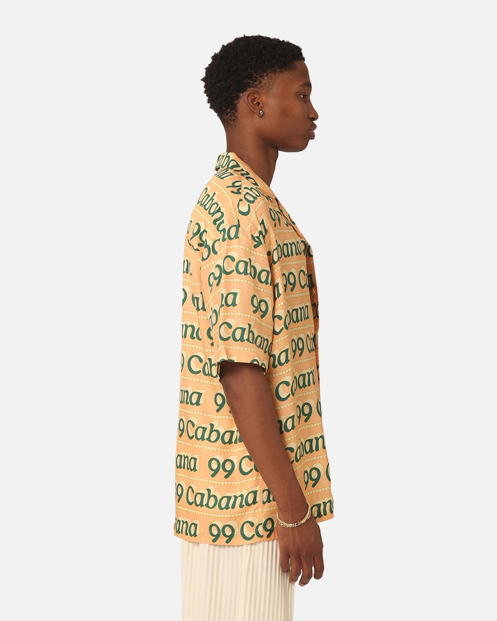 99 Cabana Logo Short Sleeve Button Up Shirt Yellow/Green