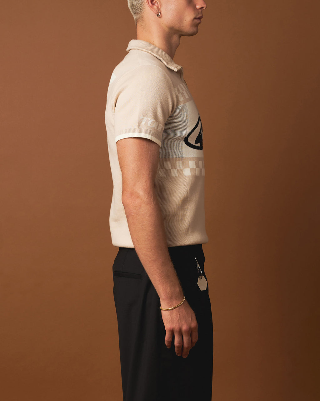 404 Knit Cycling Polo Shirt Tan