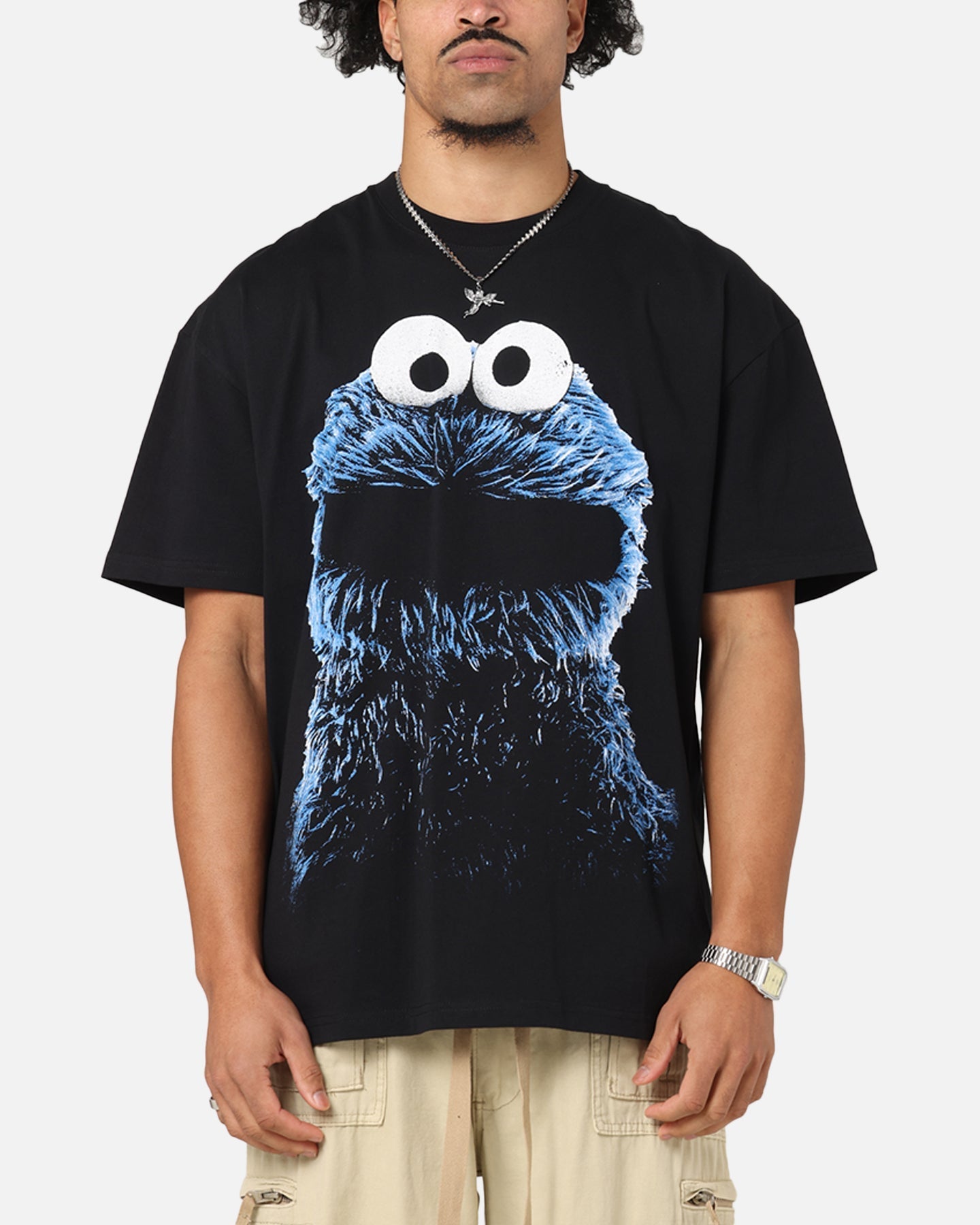 American Thrift X Sesame Street Cookie Monster Grail Heavy T-Shirt Black
