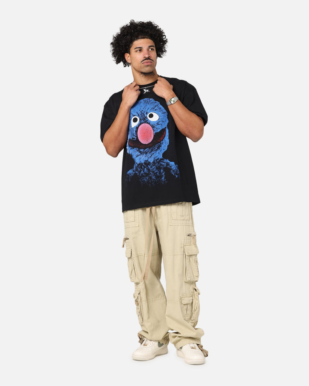 American Thrift X Sesame Street Grover Grail Heavy T-Shirt Black