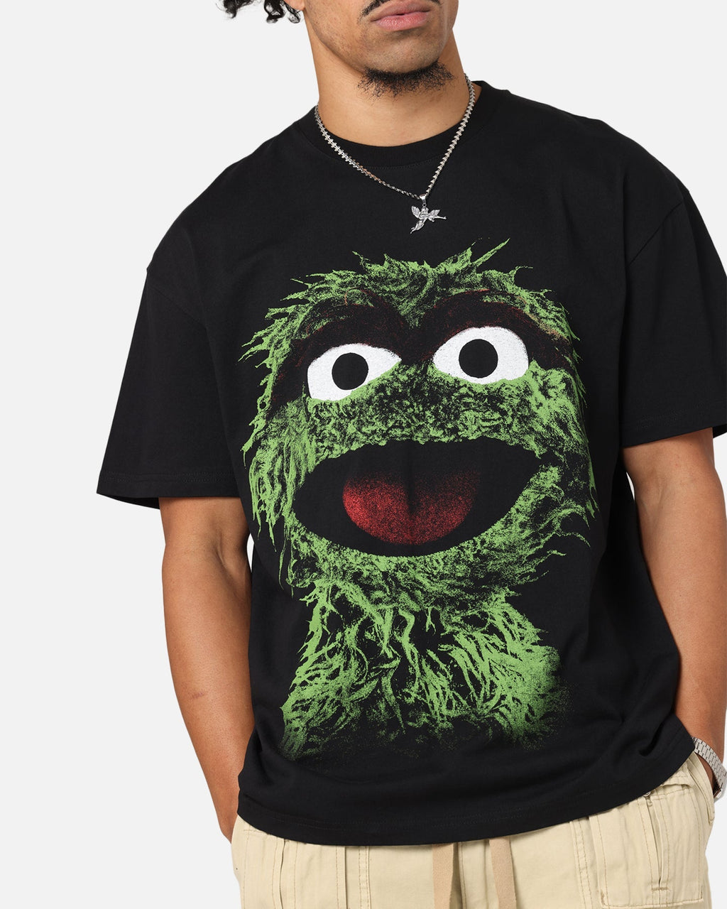 American Thrift X Sesame Street Oscar The Grouch Grail Heavy T-Shirt Black