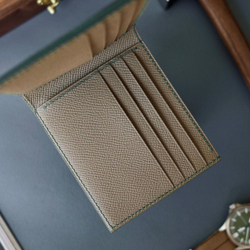 Green x Taupe bifold wallet