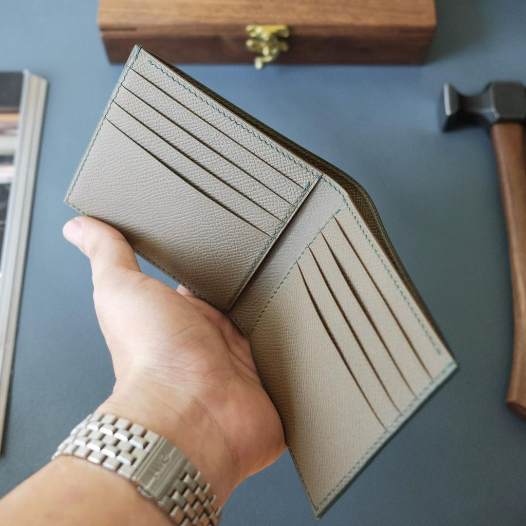 Green x Taupe bifold wallet
