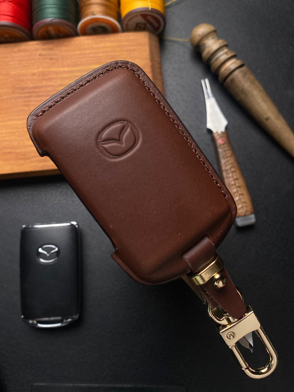 Leather Key Case for Mazda (2024), Mazda3 (2020-2023)