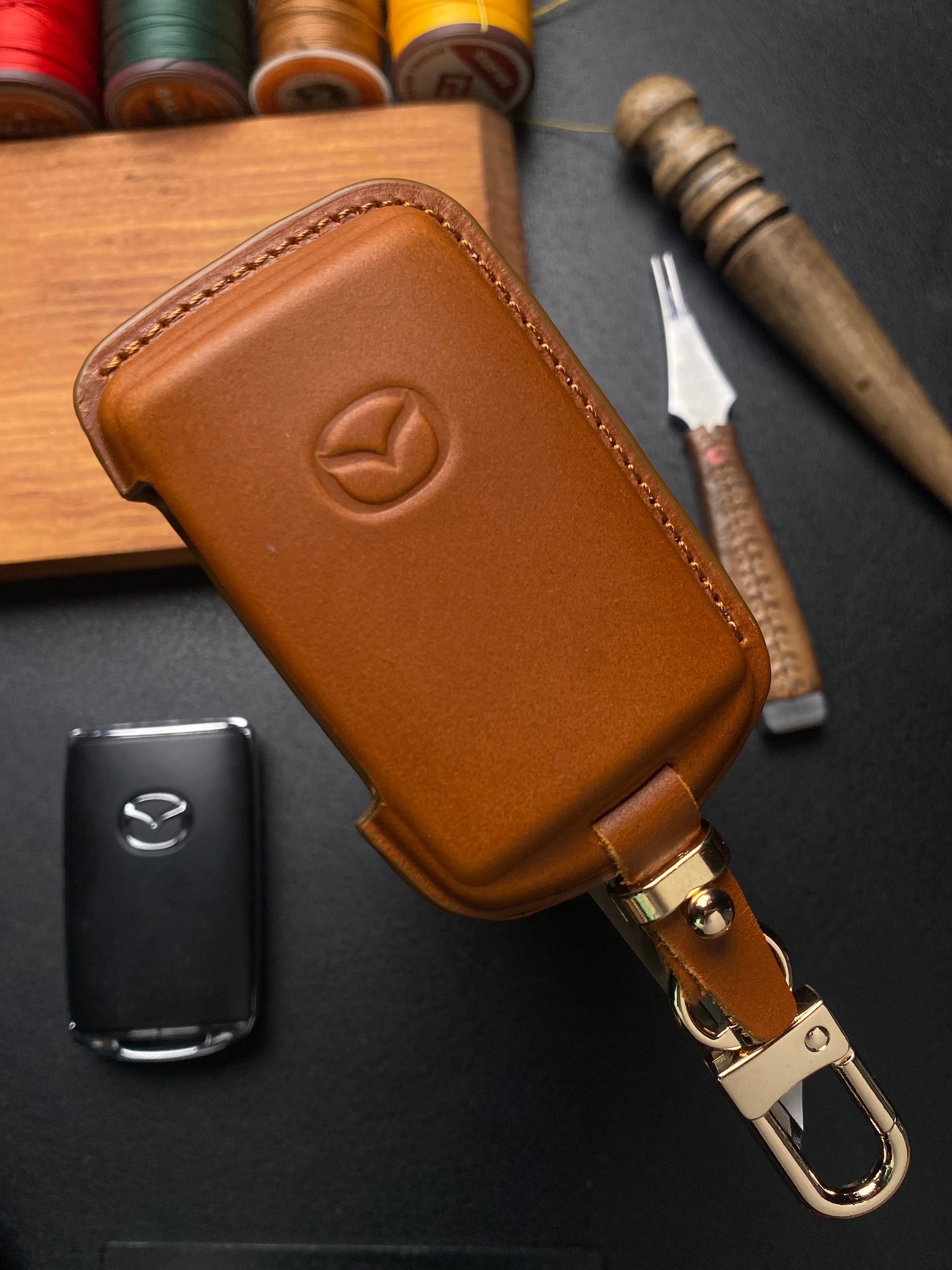 Leather Key Case for Mazda (2024), Mazda3 (2020-2023)