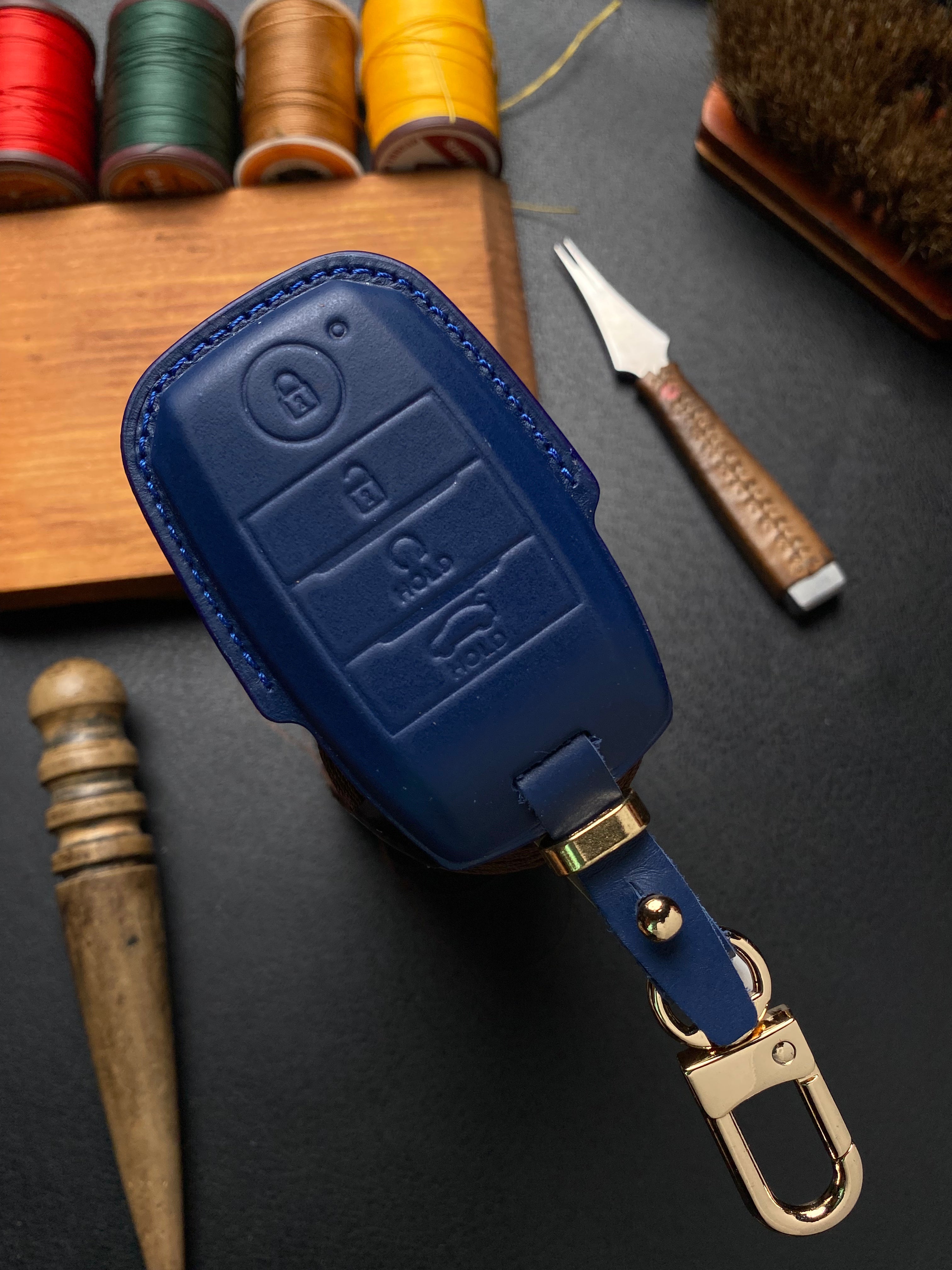 Leather Key Case for KIA SELTOS, SONET (2021-2024)