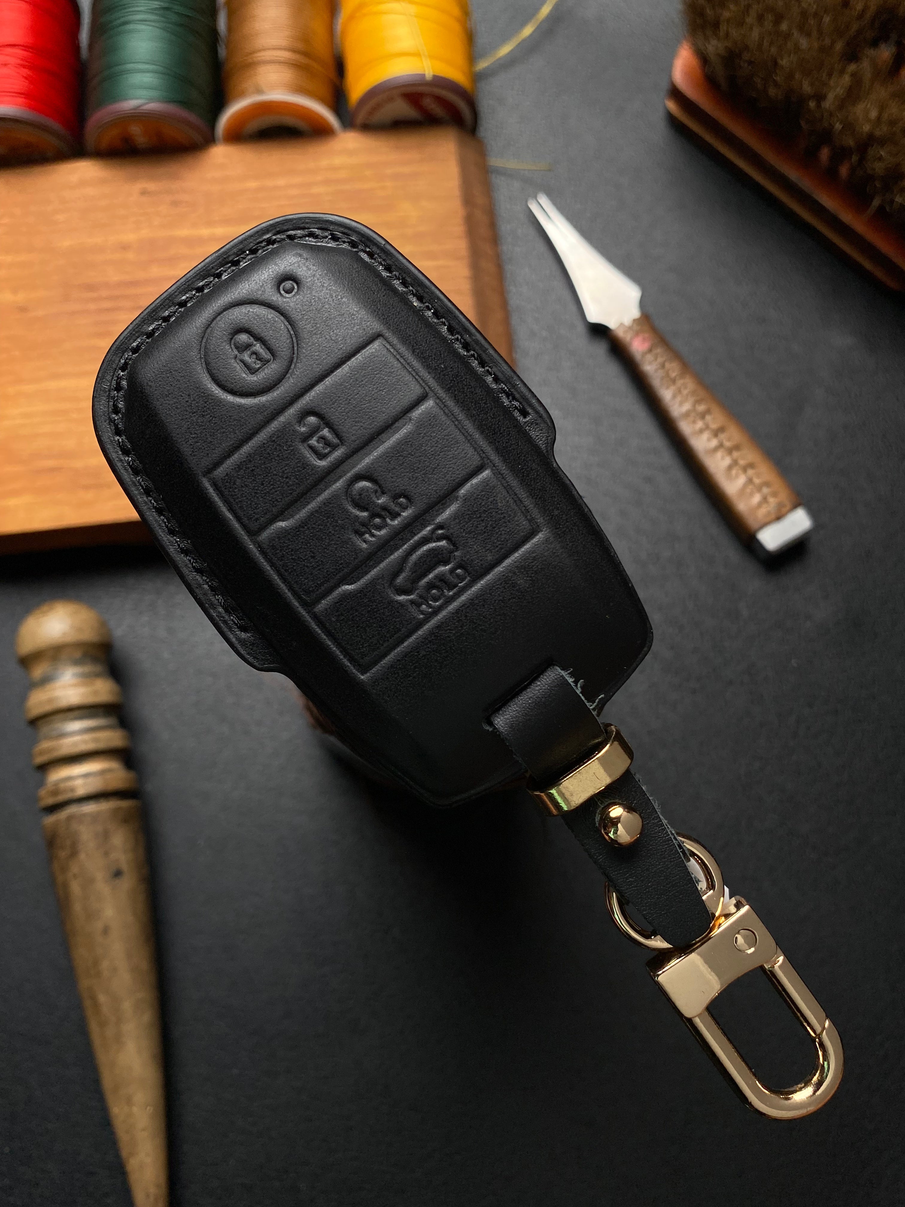 Leather Key Case for KIA SELTOS, SONET (2021-2024)
