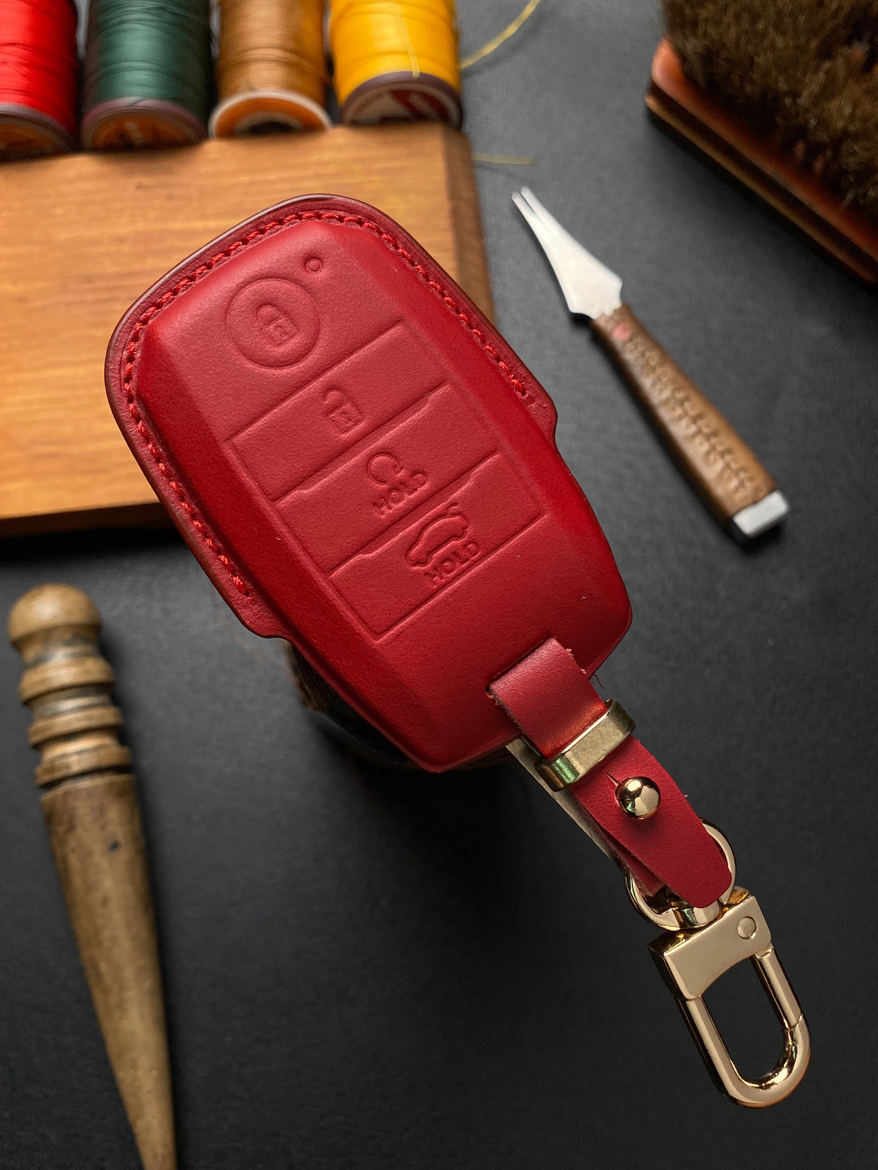 Leather Key Case for KIA SELTOS, SONET (2021-2024)