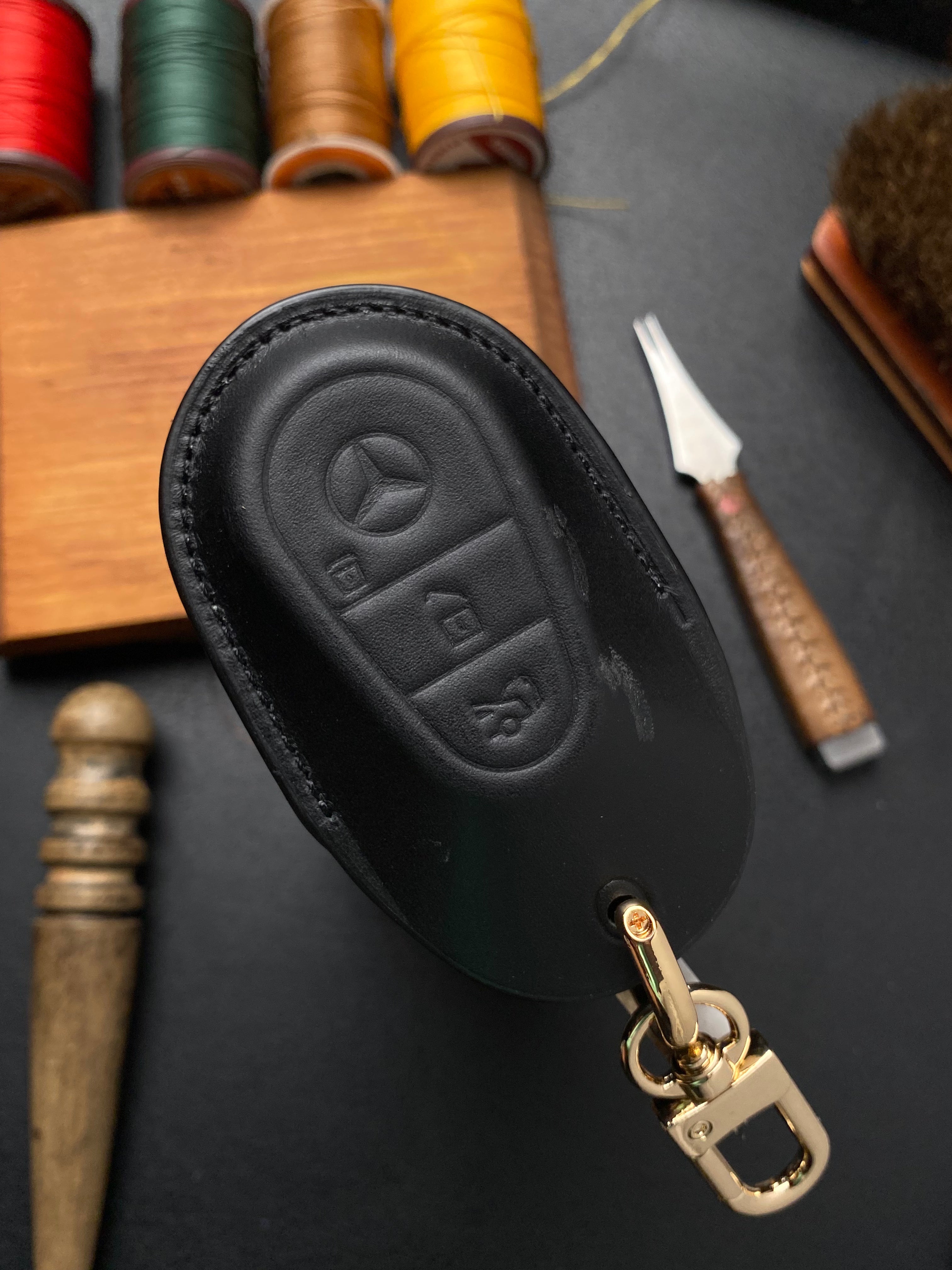 Leather Key Case for Mercedes C, E, S-Class (2022–2025)
