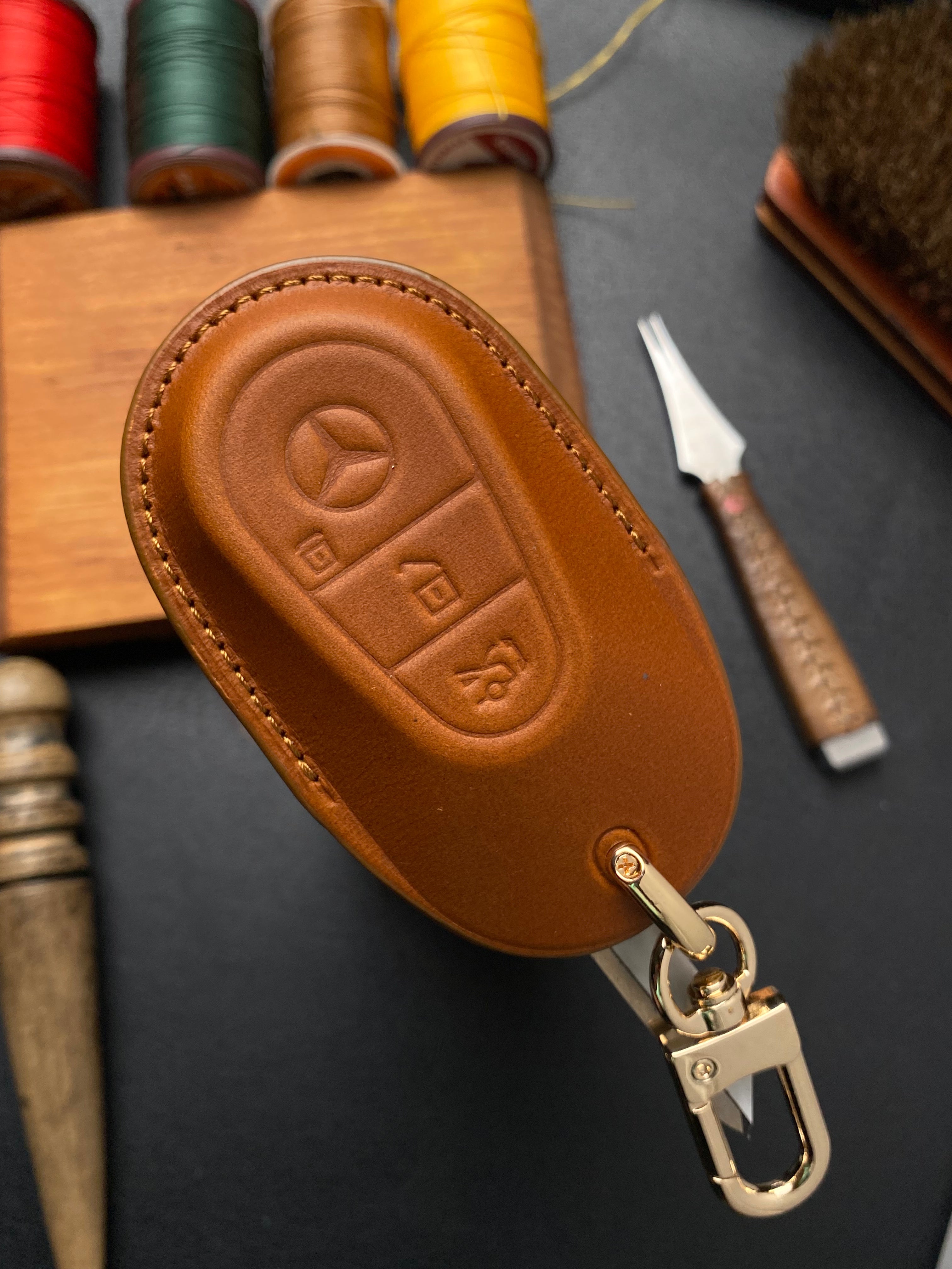 Leather Key Case for Mercedes C, E, S-Class (2022–2025)