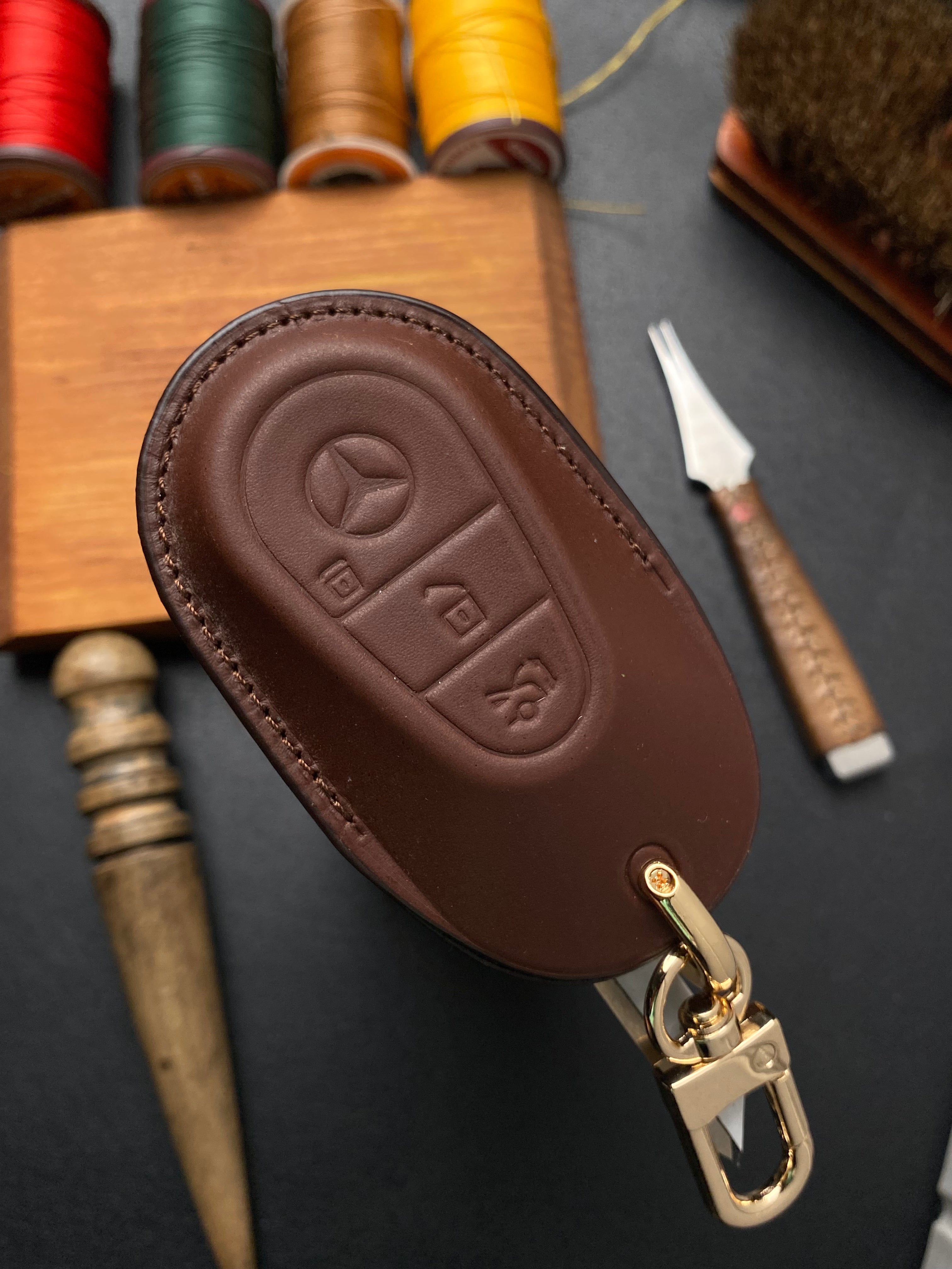 Leather Key Case for Mercedes C, E, S-Class (2022–2025)