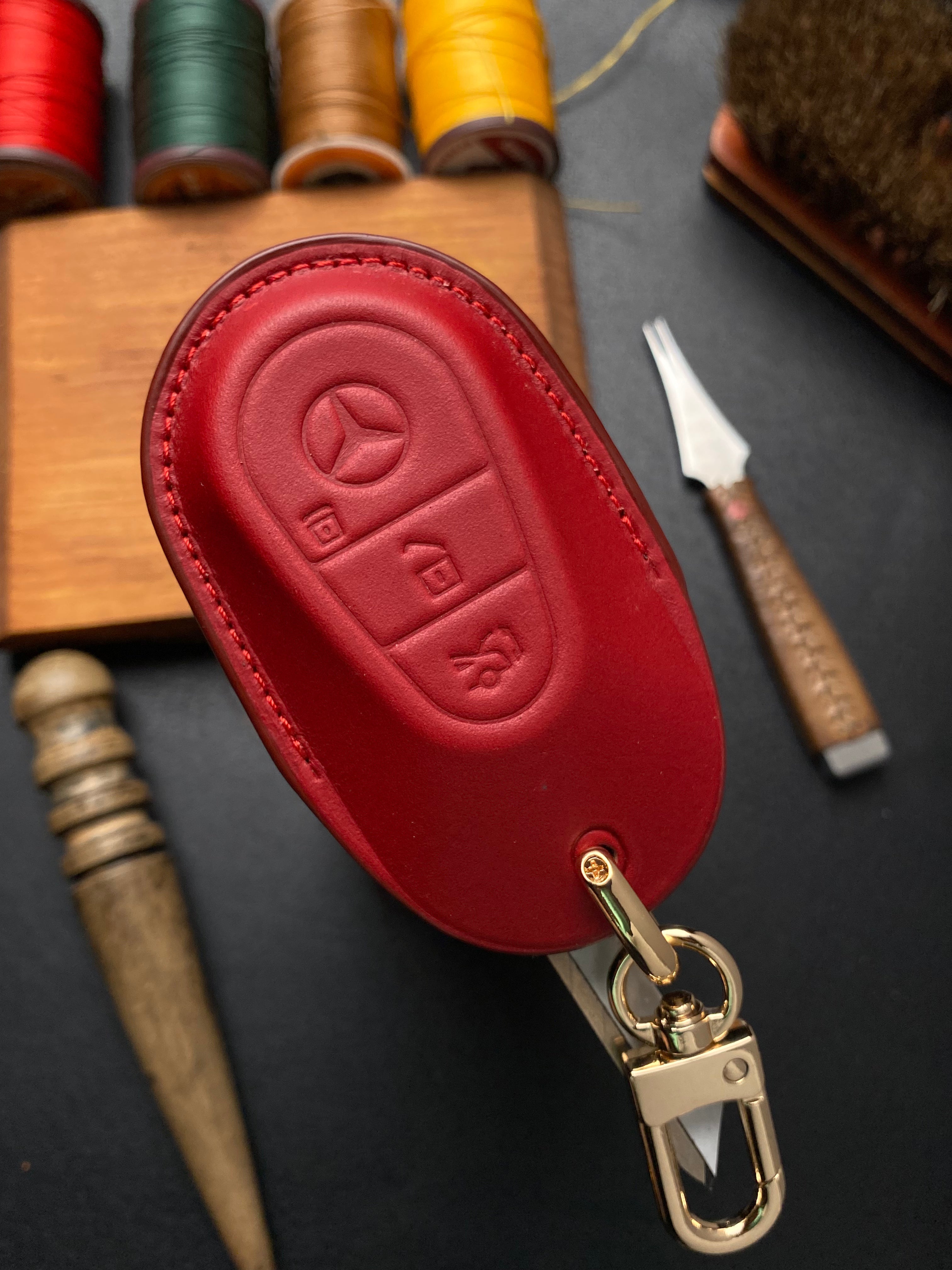 Leather Key Case for Mercedes C, E, S-Class (2022–2025)