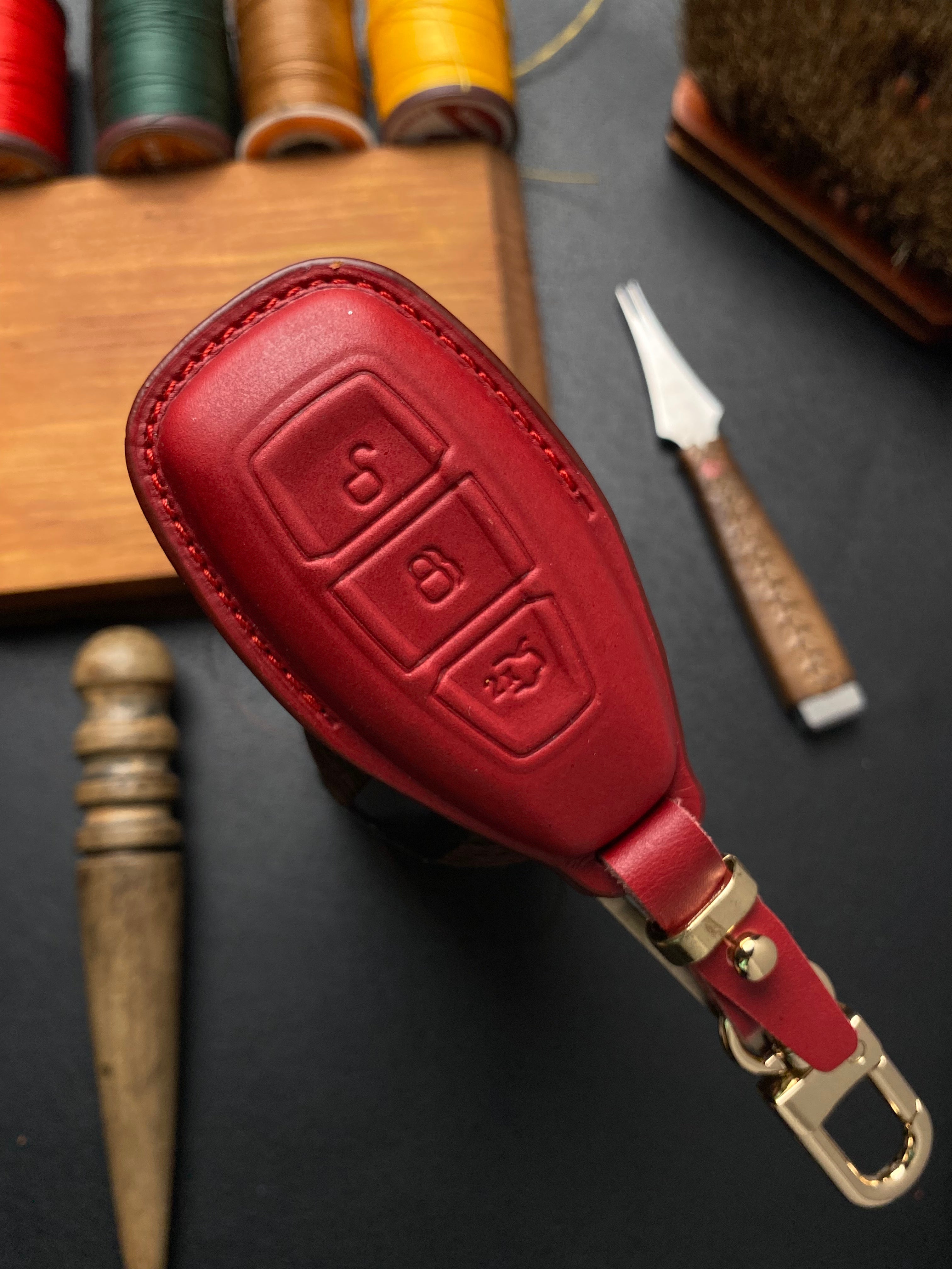 Leather Key Case for Ford Ecosport (2014–2018) and New Ford Focus