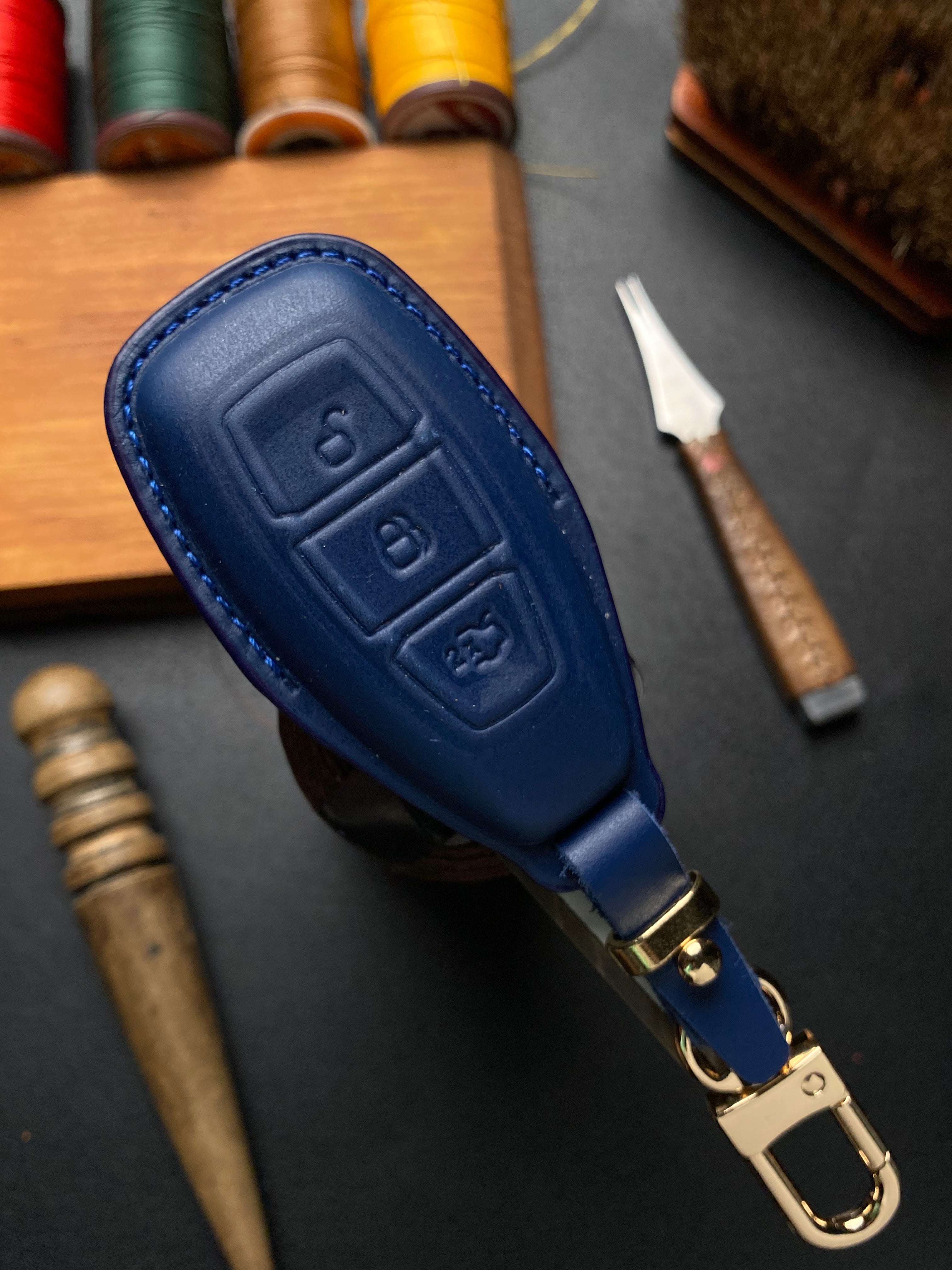 Leather Key Case for Ford Ecosport (2014–2018) and New Ford Focus