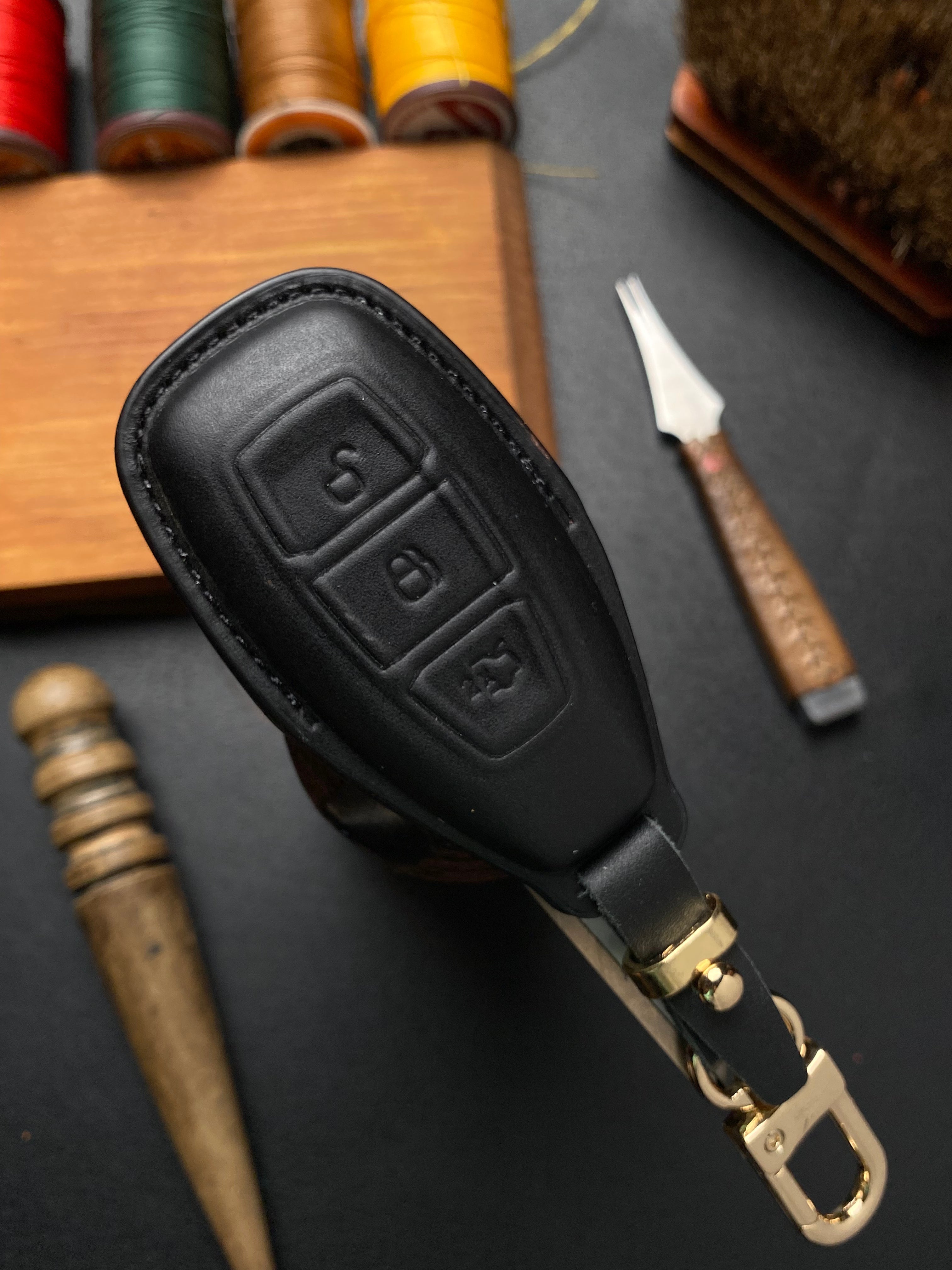 Leather Key Case for Ford Ecosport (2014–2018) and New Ford Focus