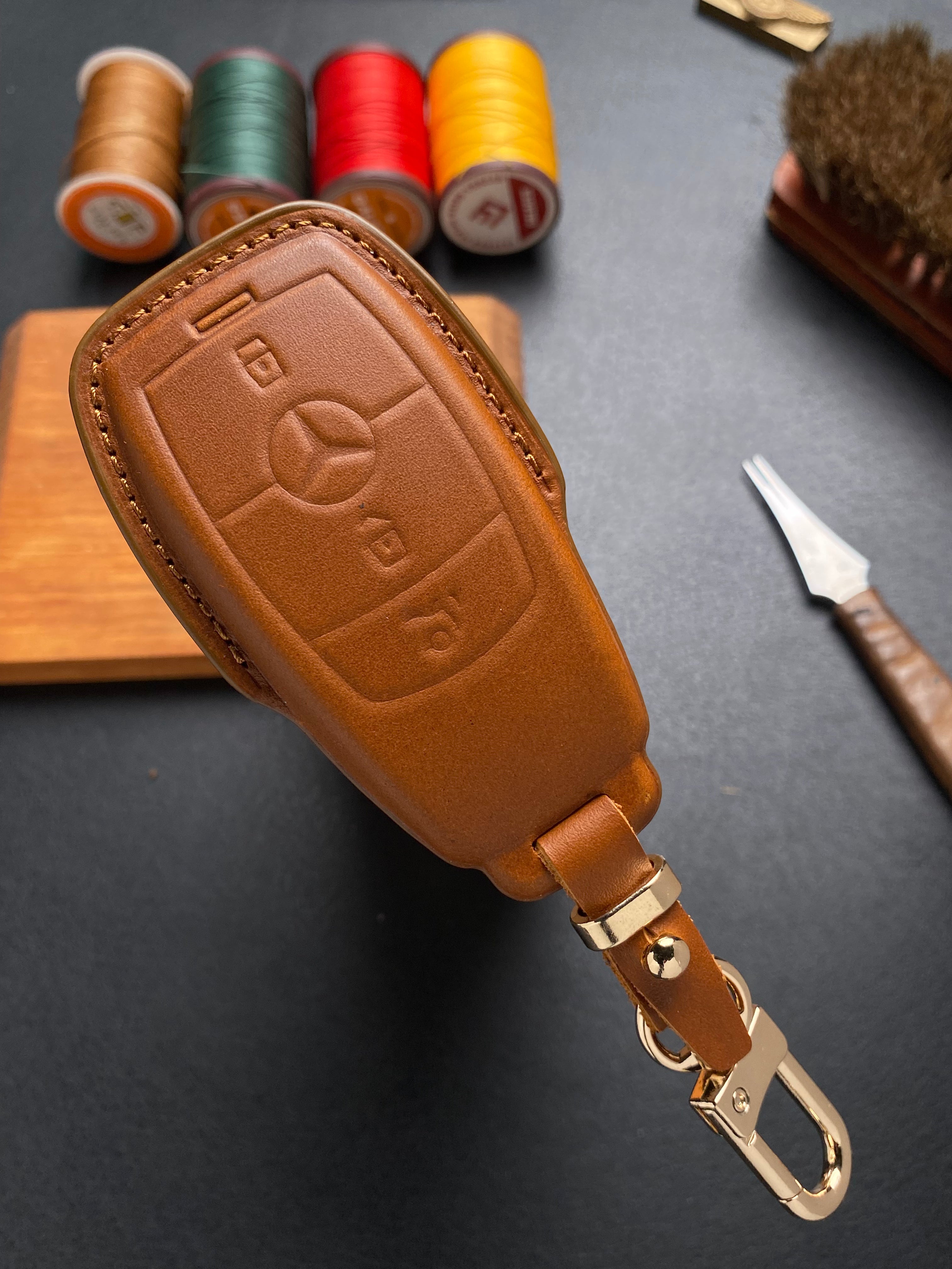 Leather Key Case for Mercedes C, E, S-Class (2018–2021)