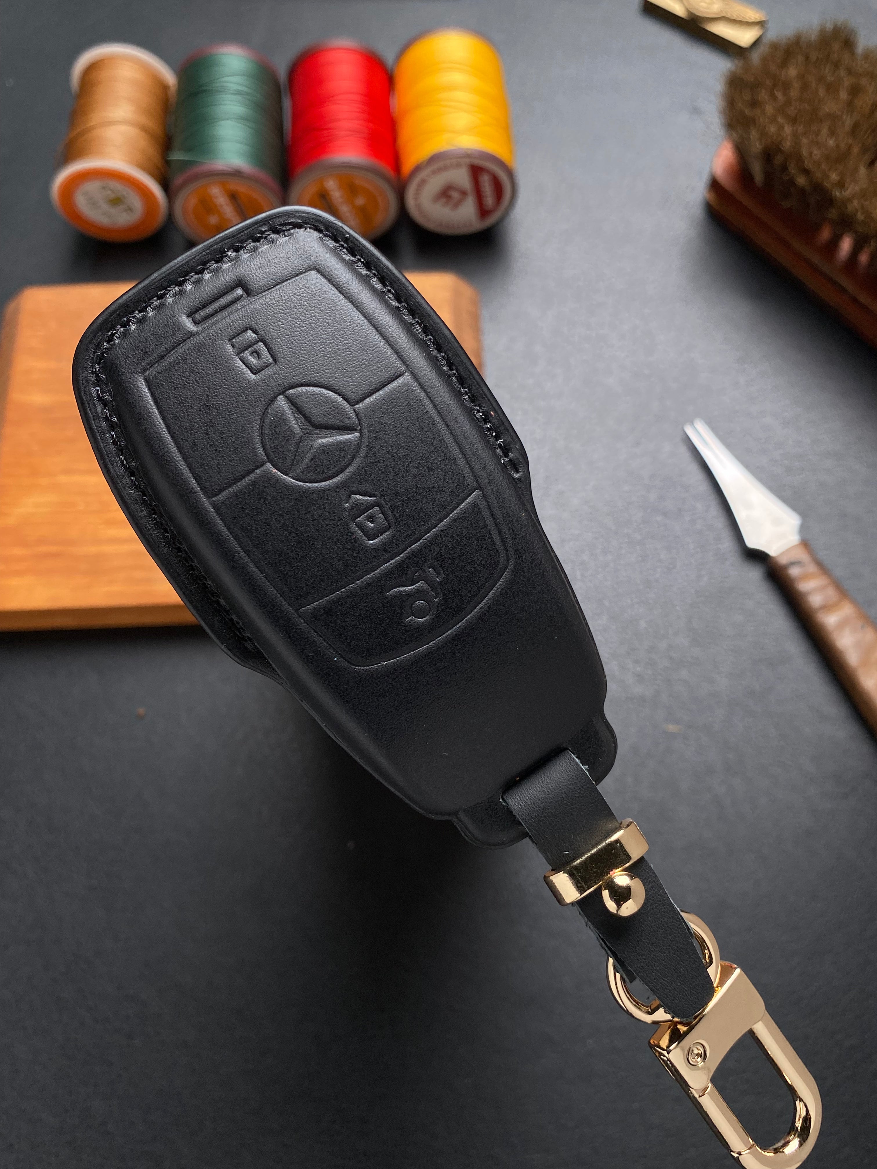 Leather Key Case for Mercedes C, E, S-Class (2018–2021)