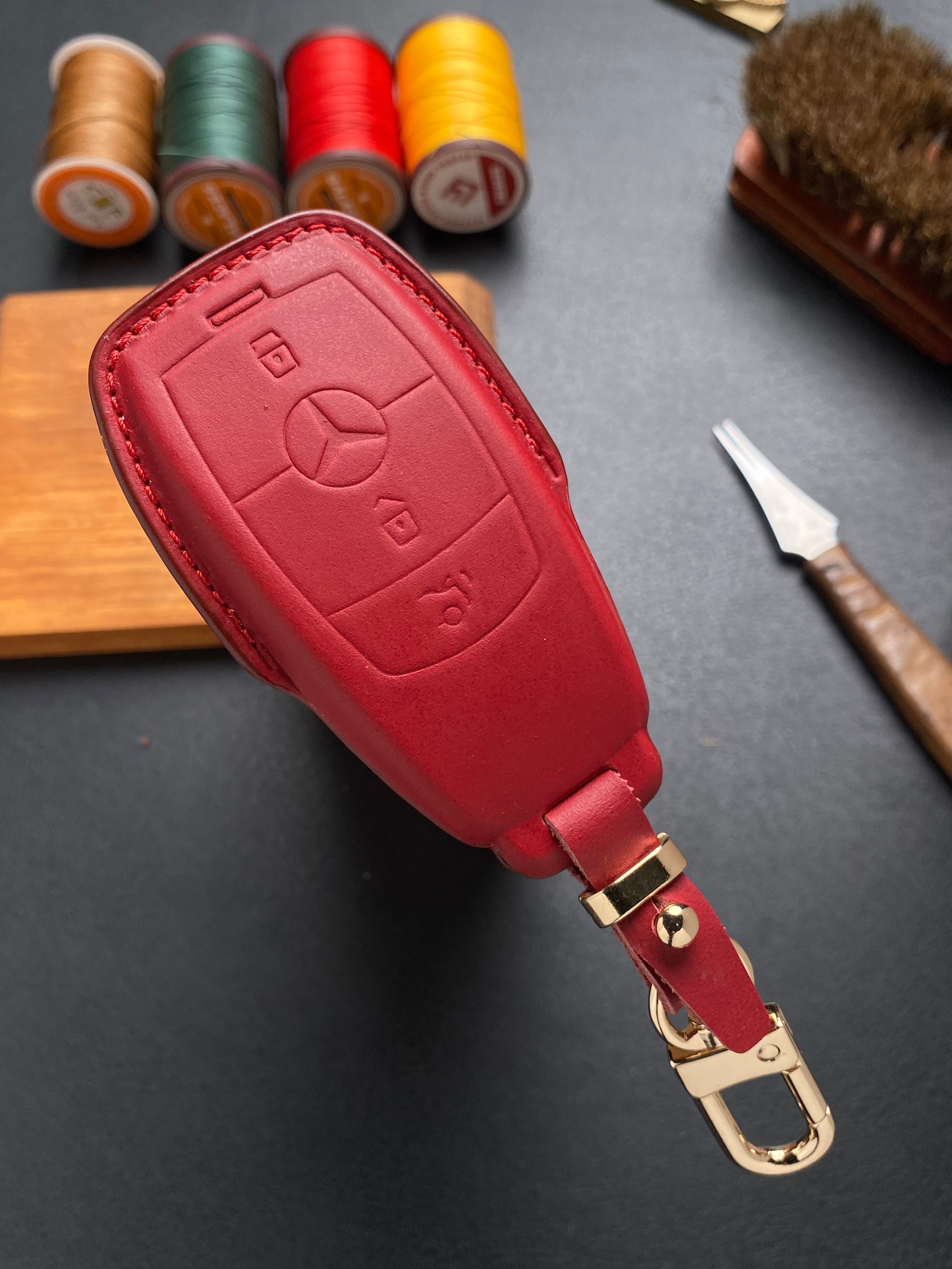 Leather Key Case for Mercedes C, E, S-Class (2018–2021)