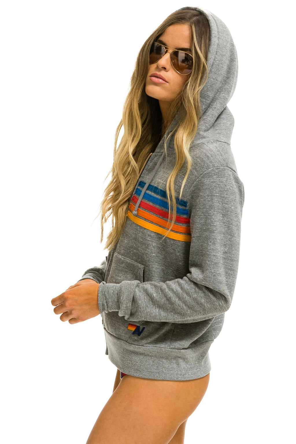 5 STRIPE HOODIE - HEATHER GREY 2