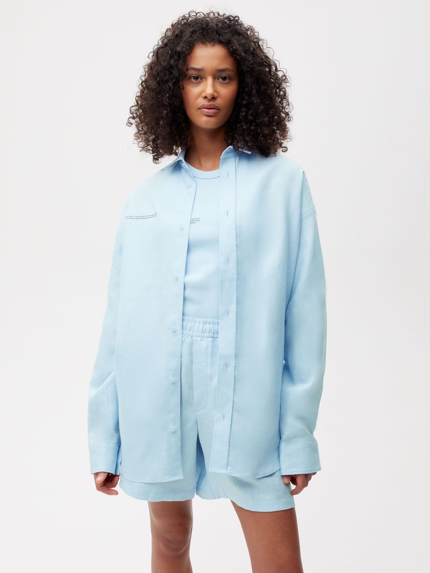 Aloe Linen Collared Long Sleeve Shirt—baby blue