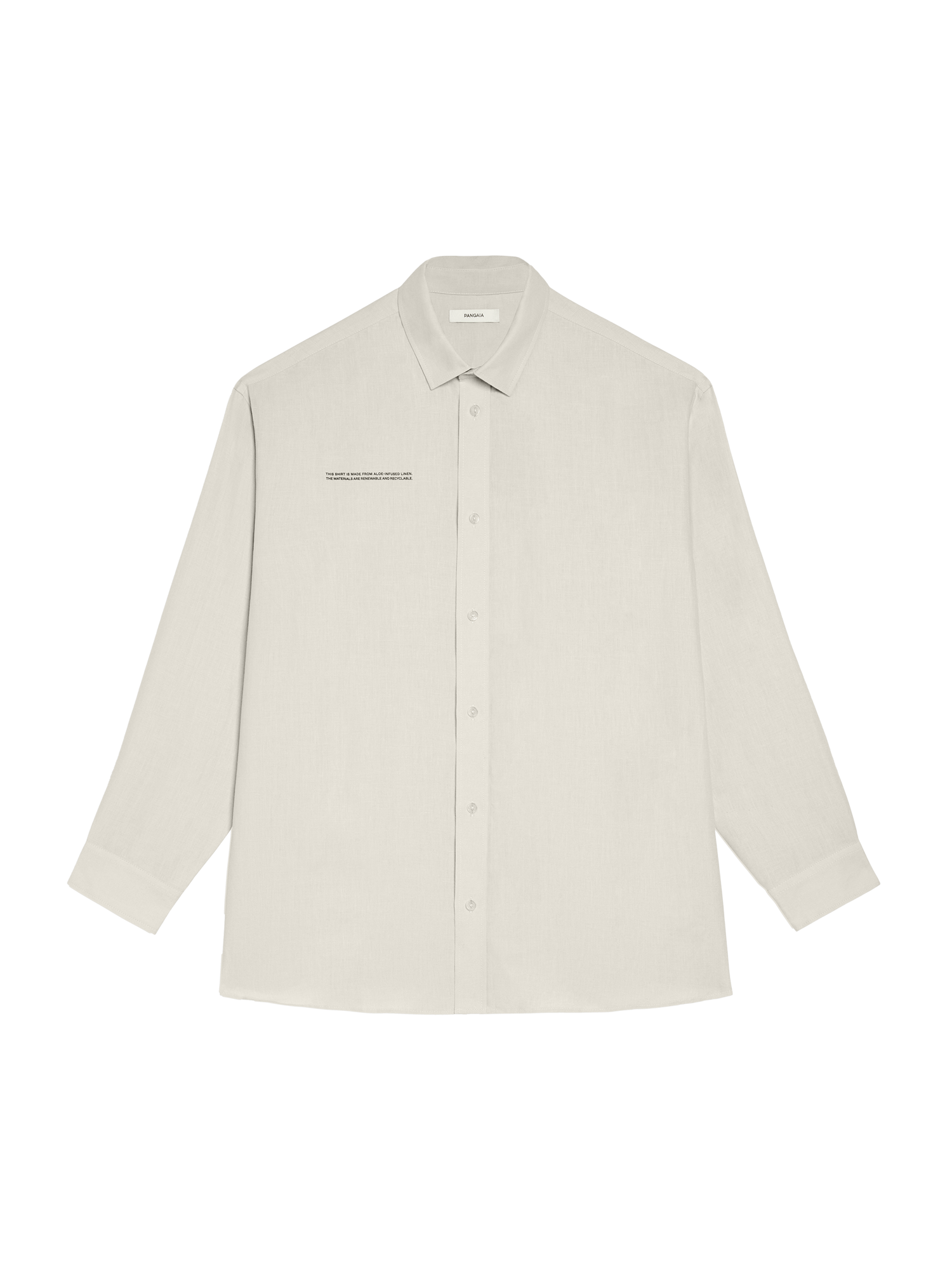 Aloe Linen Collared Long Sleeve Shirt—limestone