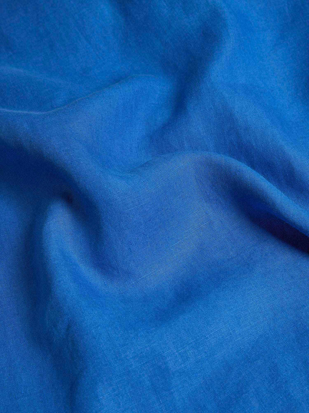 Aloe Linen Mandarin Collar Long Sleeve Shirt—cobalt blue