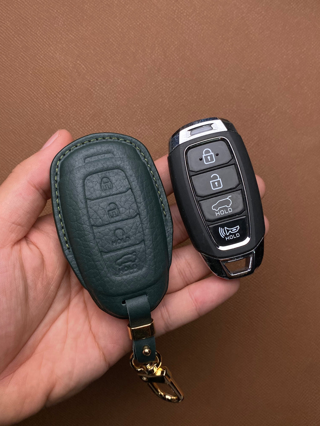Leather Car Key Case for Hyundai Elantra (2023), Accent (2021-2023) - HUYD4
