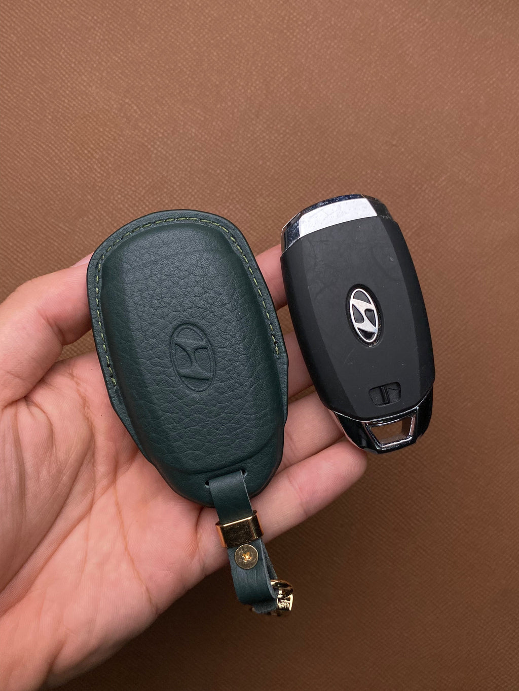 Leather Car Key Case for Hyundai Elantra (2023), Accent (2021-2023) - HUYD4