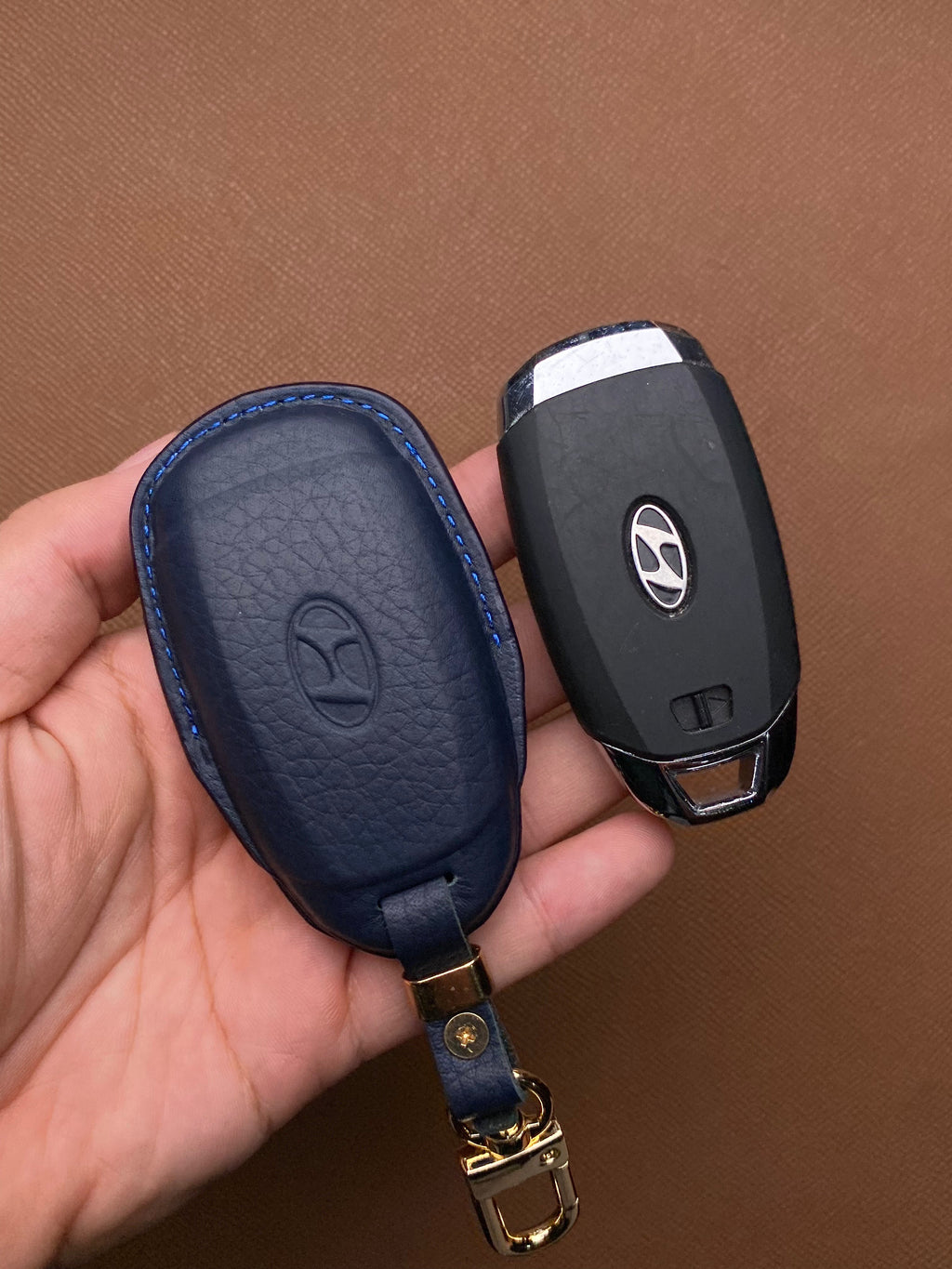 Leather Car Key Case for Hyundai Elantra (2023), Accent (2021-2023) - HUYD4