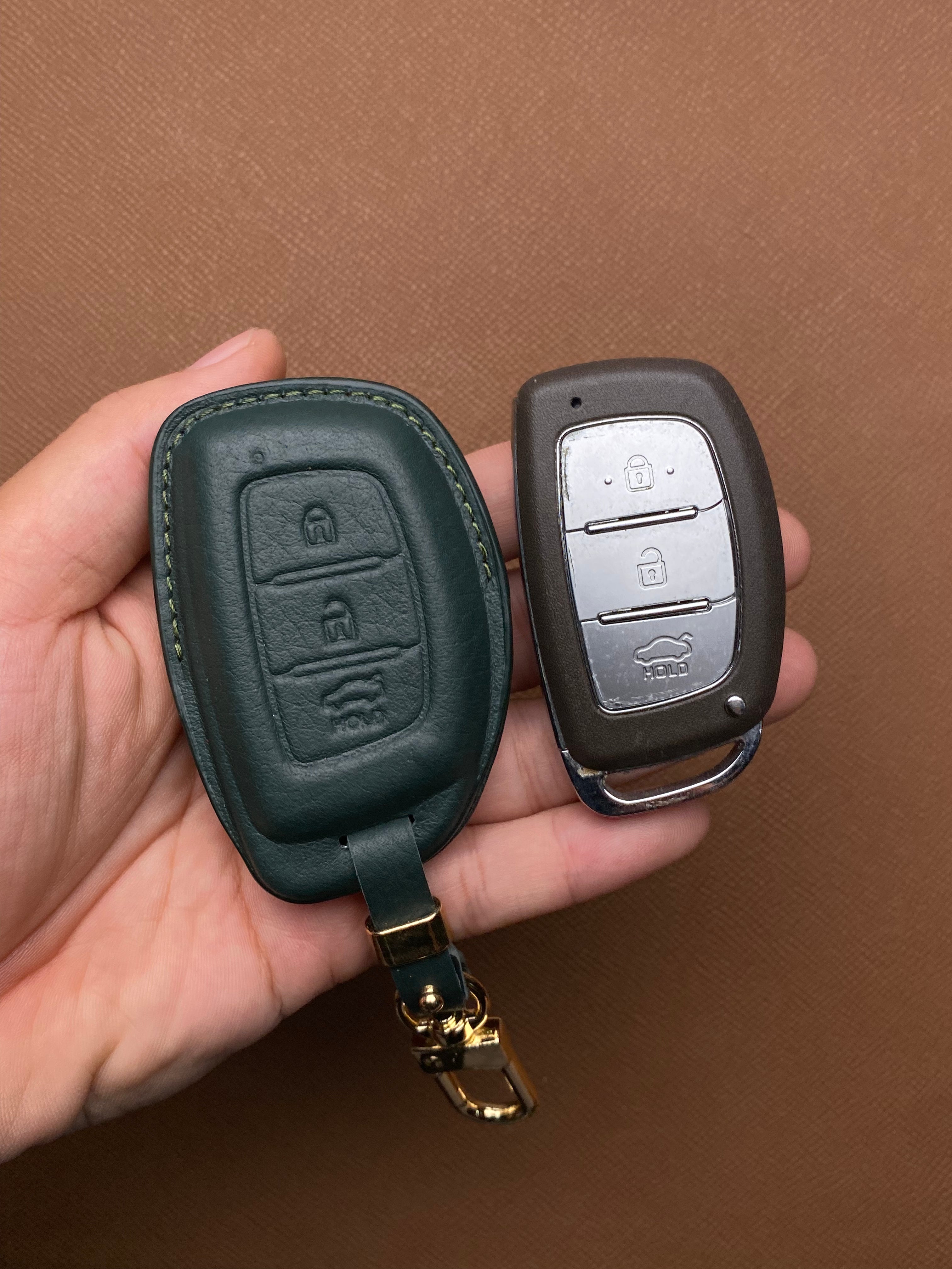 Leather Car Key Case for Hyundai Tucson, i10, Elantra (2018-2021) - HUYC3