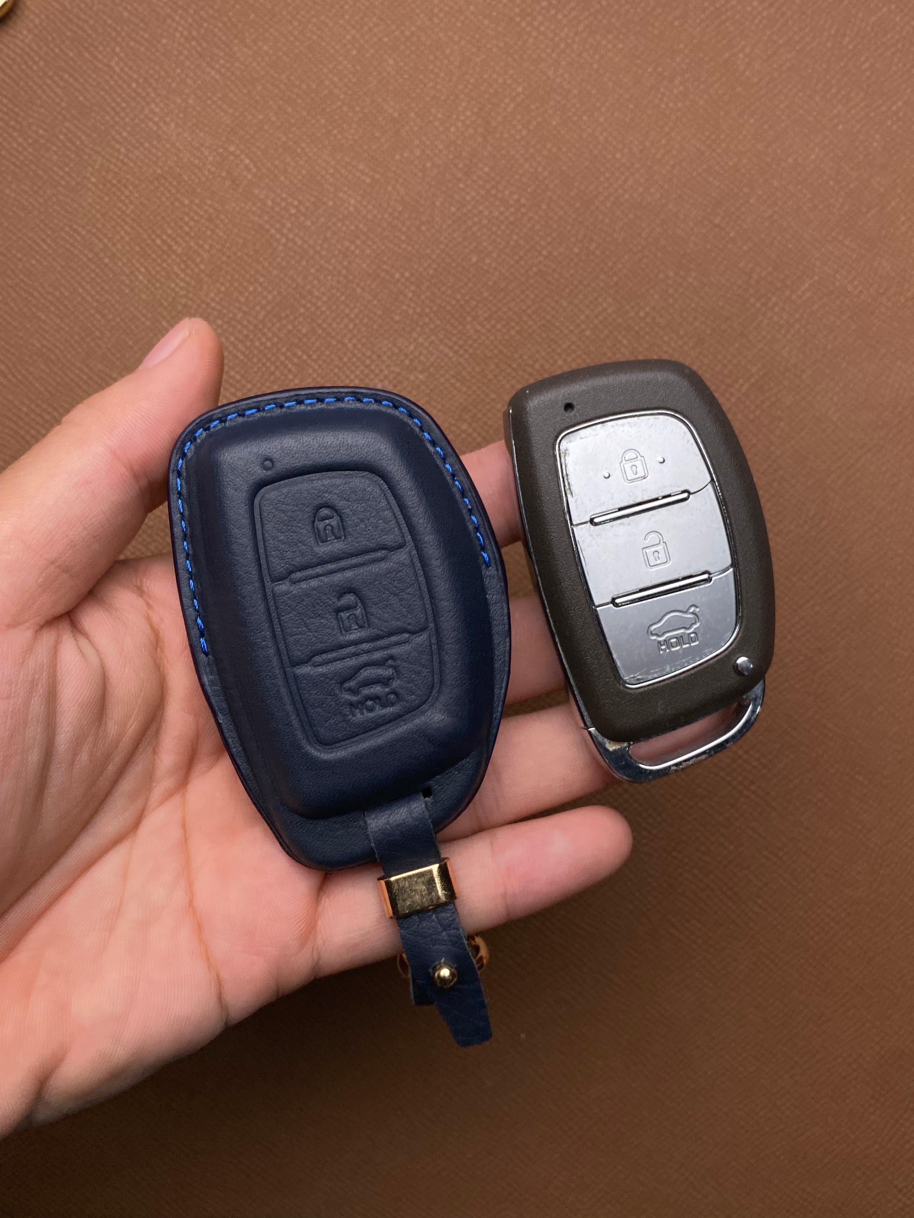 Leather Car Key Case for Hyundai Tucson, i10, Elantra (2018-2021) - HUYC3