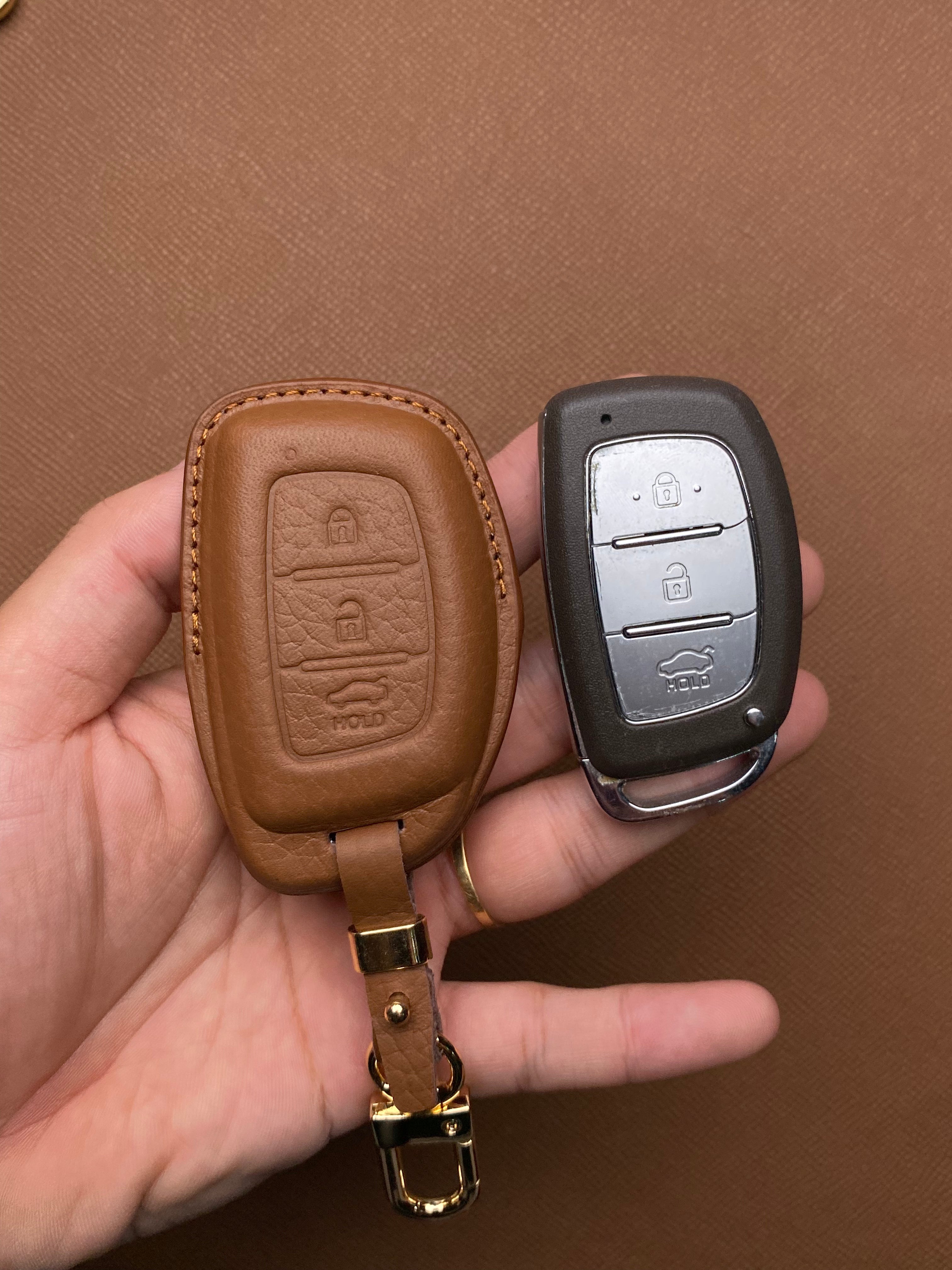 Leather Car Key Case for Hyundai Tucson, i10, Elantra (2018-2021) - HUYC3