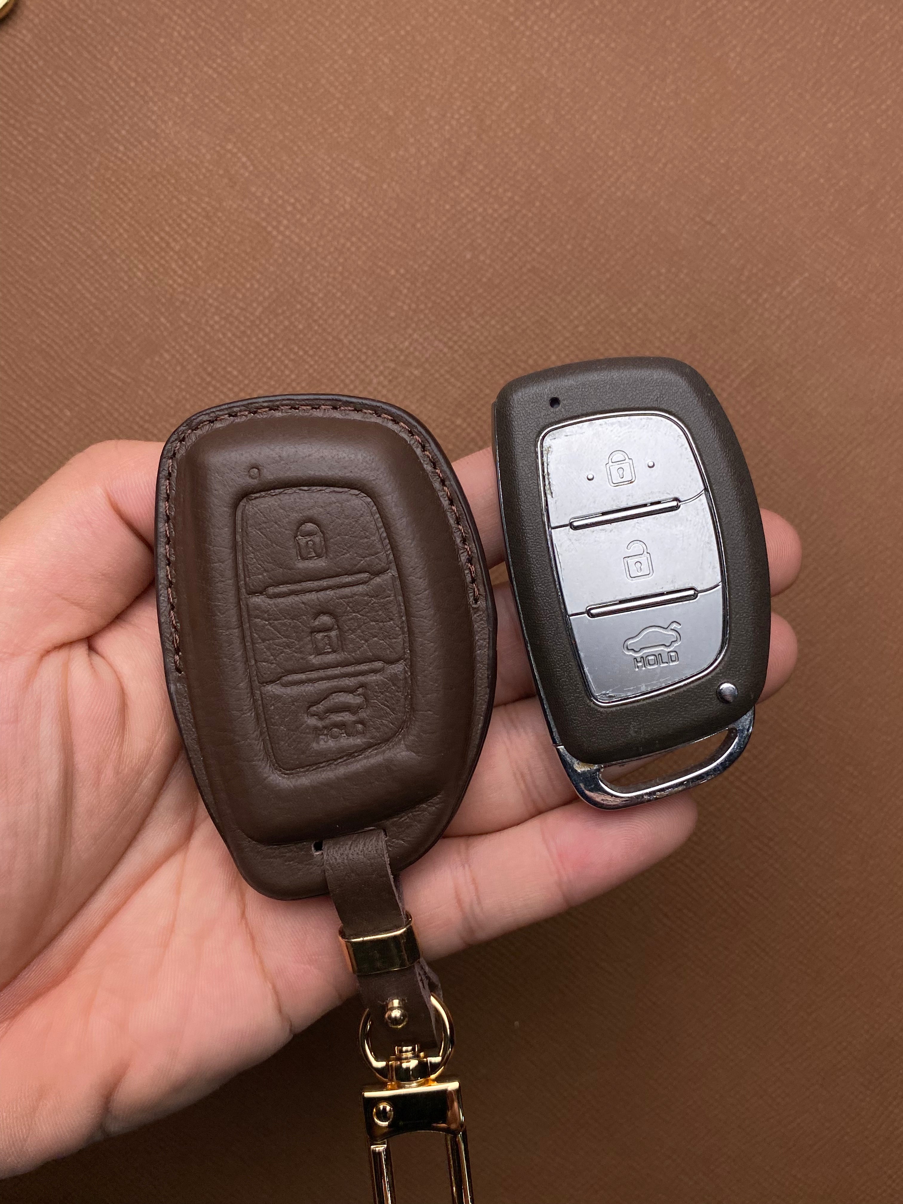 Leather Car Key Case for Hyundai Tucson, i10, Elantra (2018-2021) - HUYC3