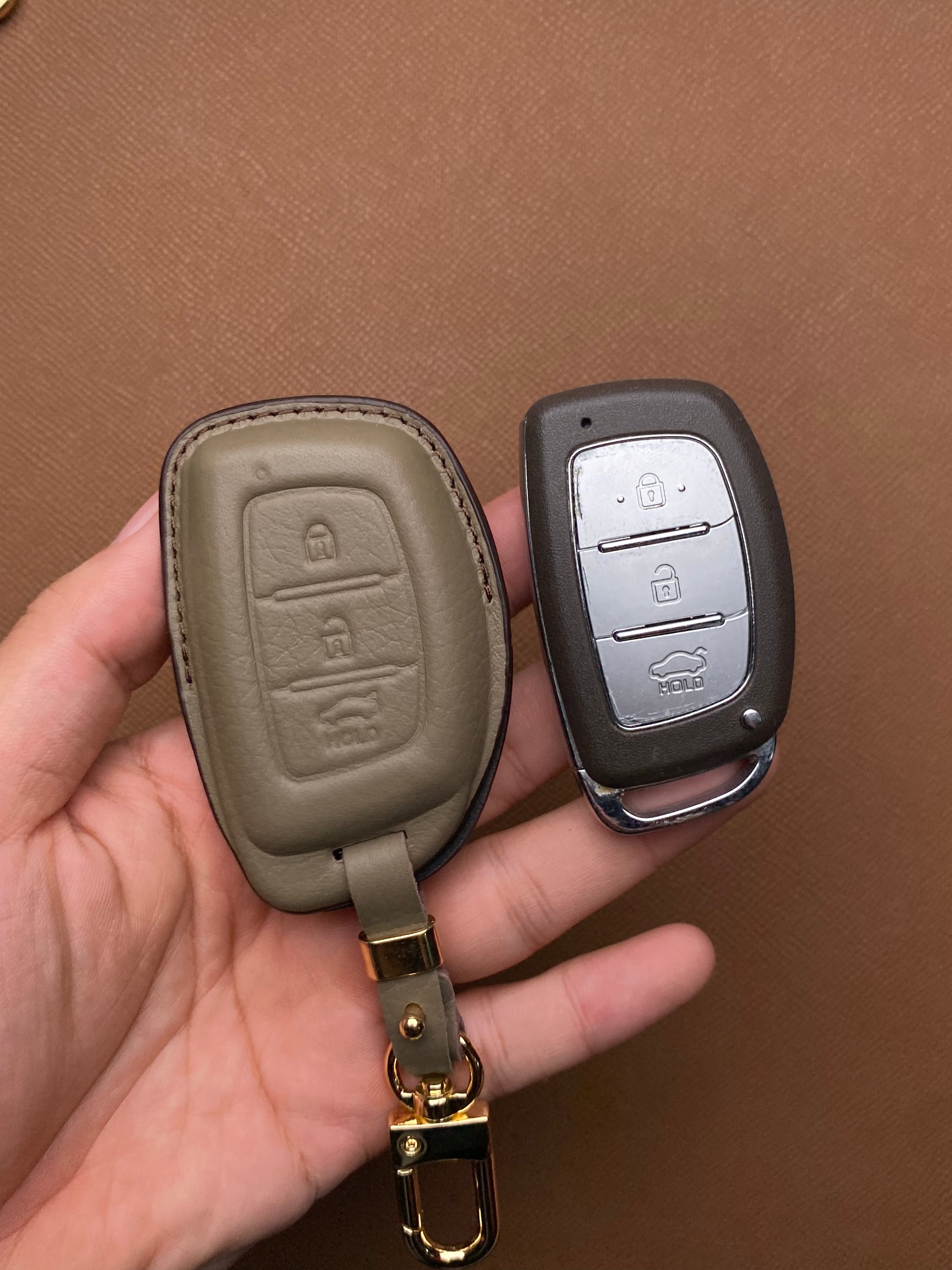 Leather Car Key Case for Hyundai Tucson, i10, Elantra (2018-2021) - HUYC3