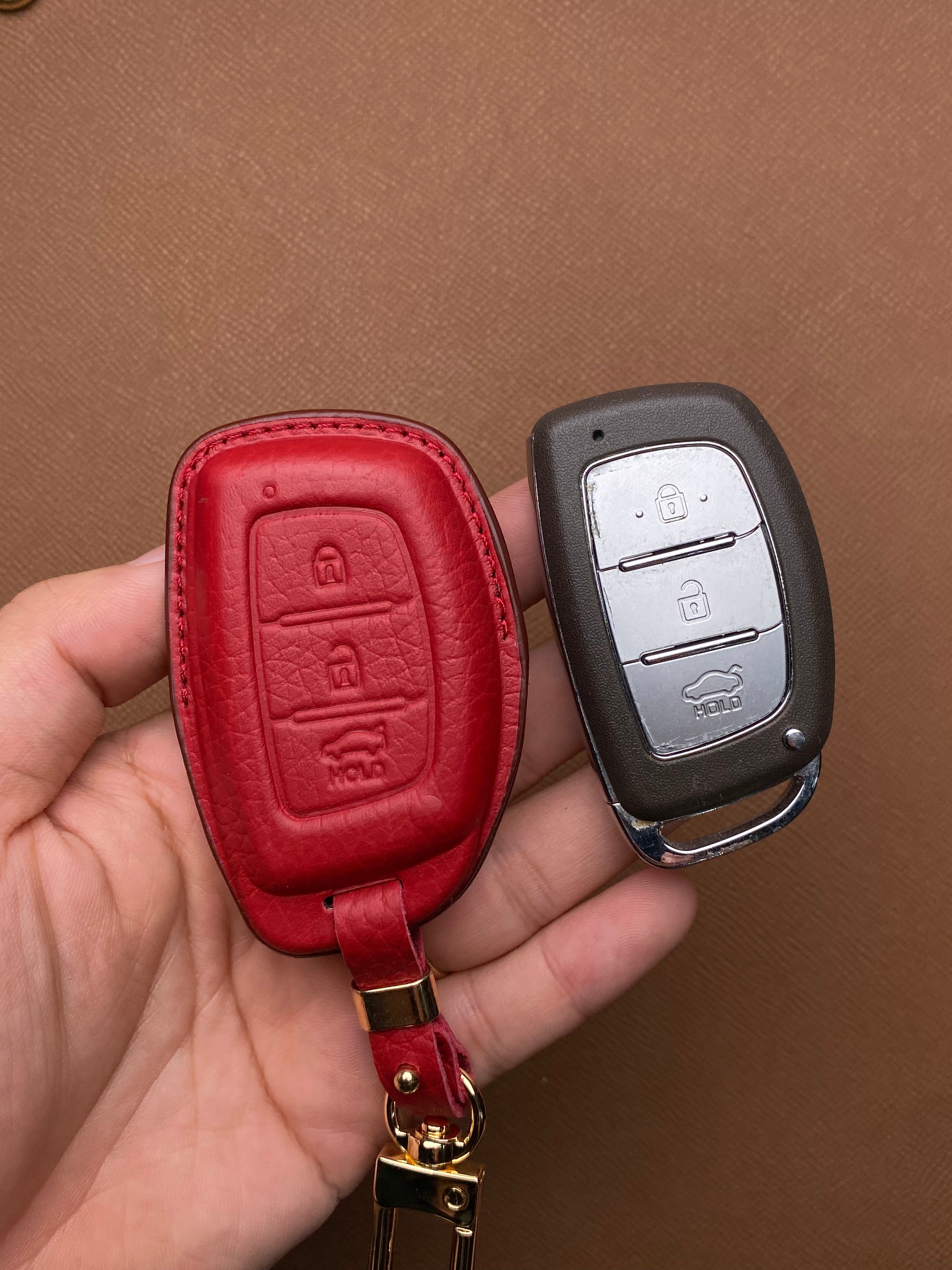 Leather Car Key Case for Hyundai Tucson, i10, Elantra (2018-2021) - HUYC3
