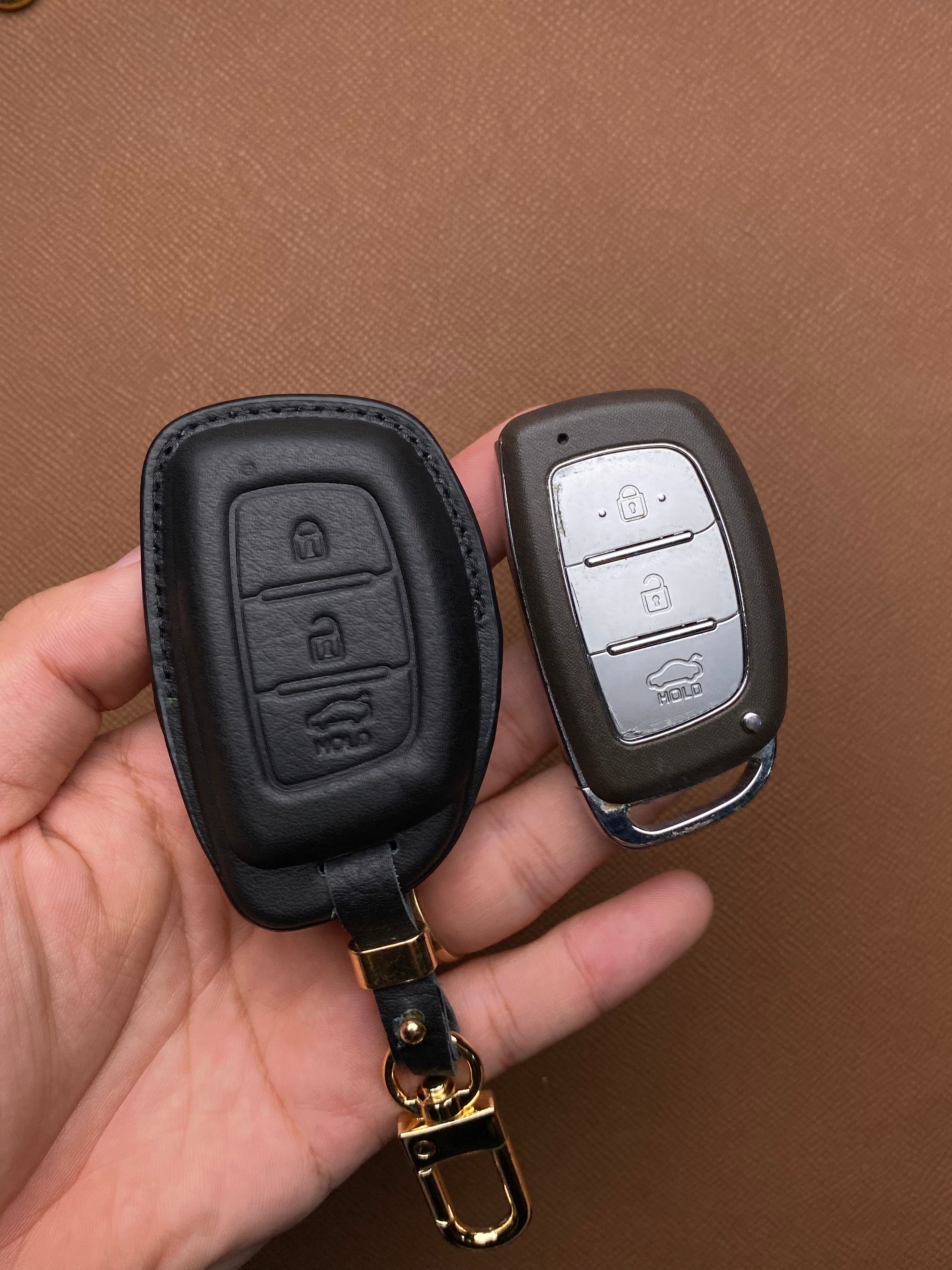 Leather Car Key Case for Hyundai Tucson, i10, Elantra (2018-2021) - HUYC3