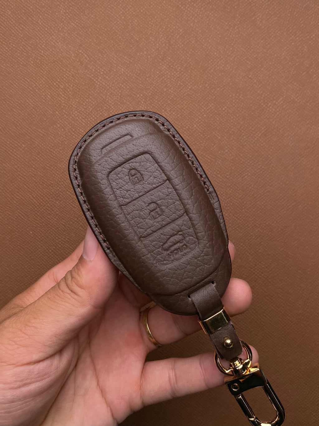 Leather Car Key Case for Hyundai Santa Fe, Kona, Accent (2019-2020) - HUYD3