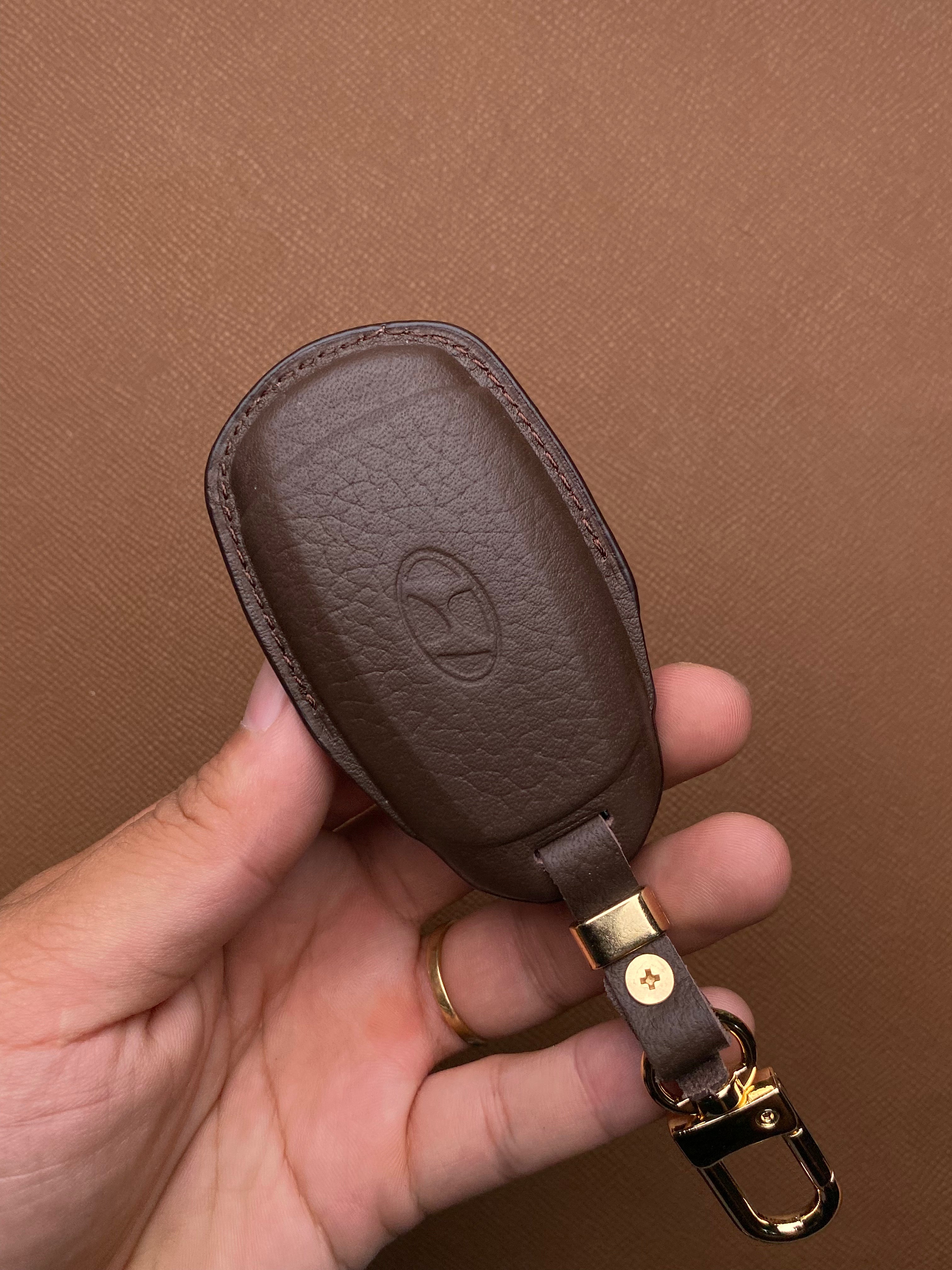 Leather Car Key Case for Hyundai Santa Fe, Kona, Accent (2019-2020) - HUYD3