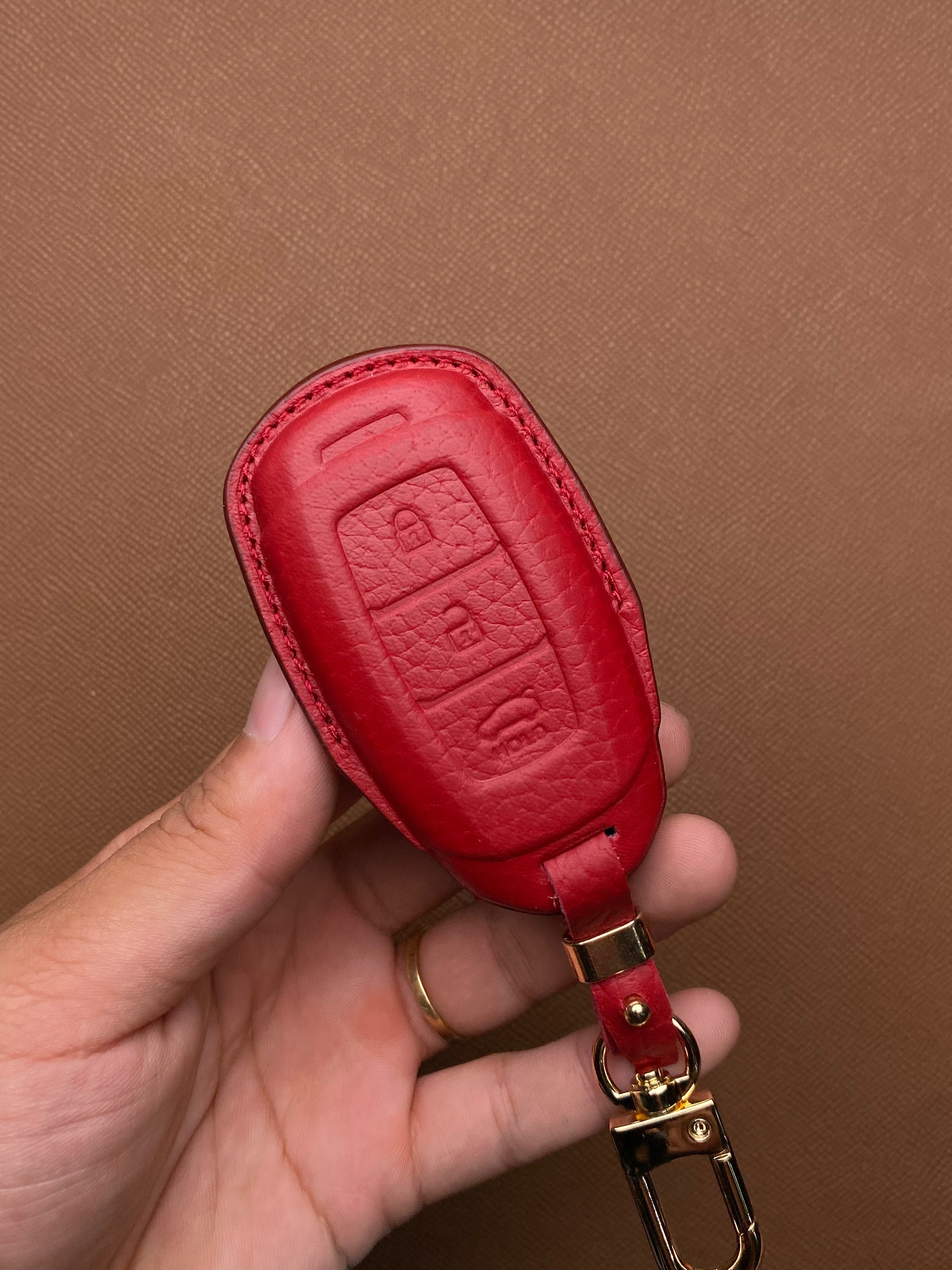 Leather Car Key Case for Hyundai Santa Fe, Kona, Accent (2019-2020) - HUYD3