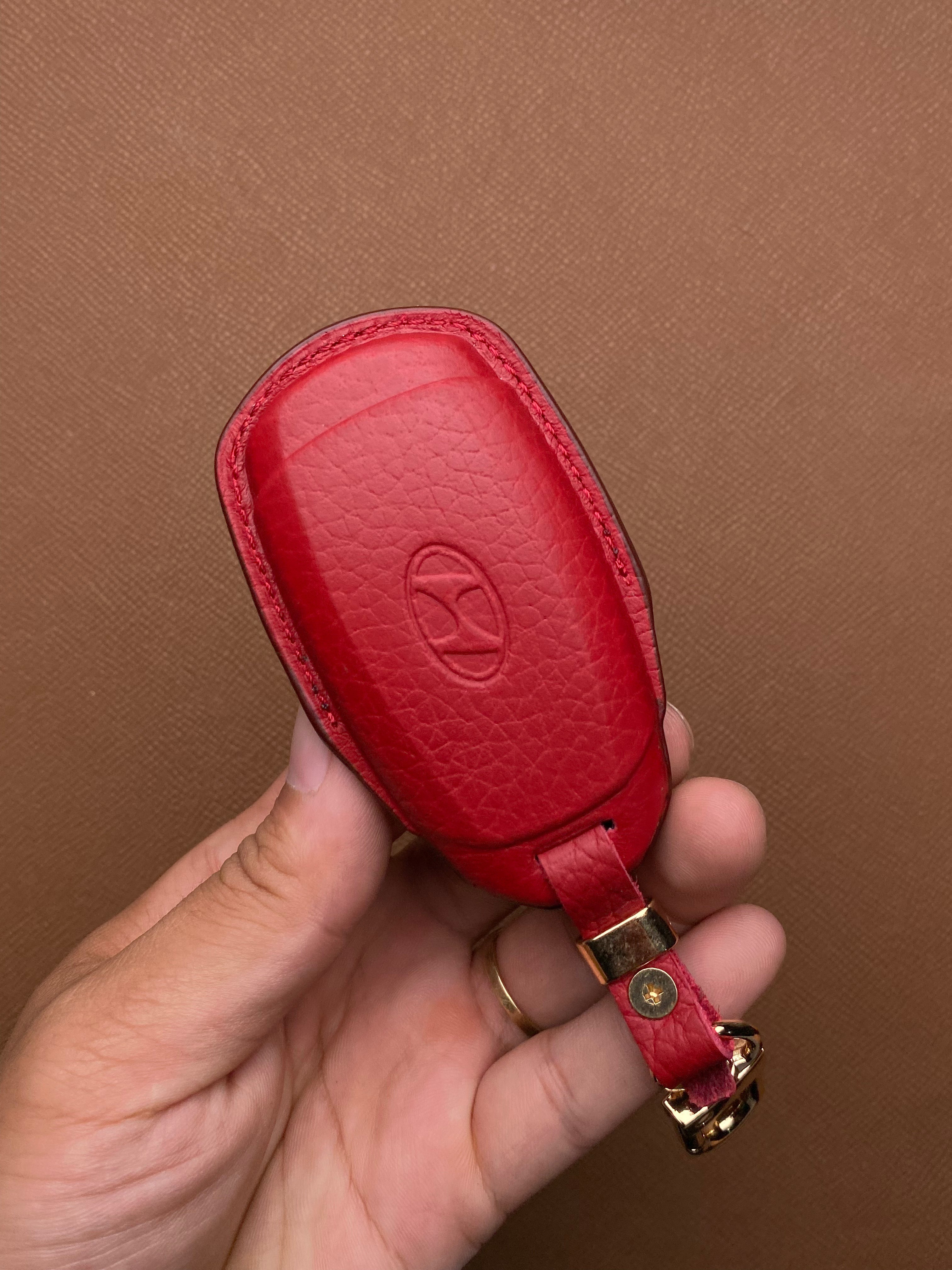 Leather Car Key Case for Hyundai Santa Fe, Kona, Accent (2019-2020) - HUYD3