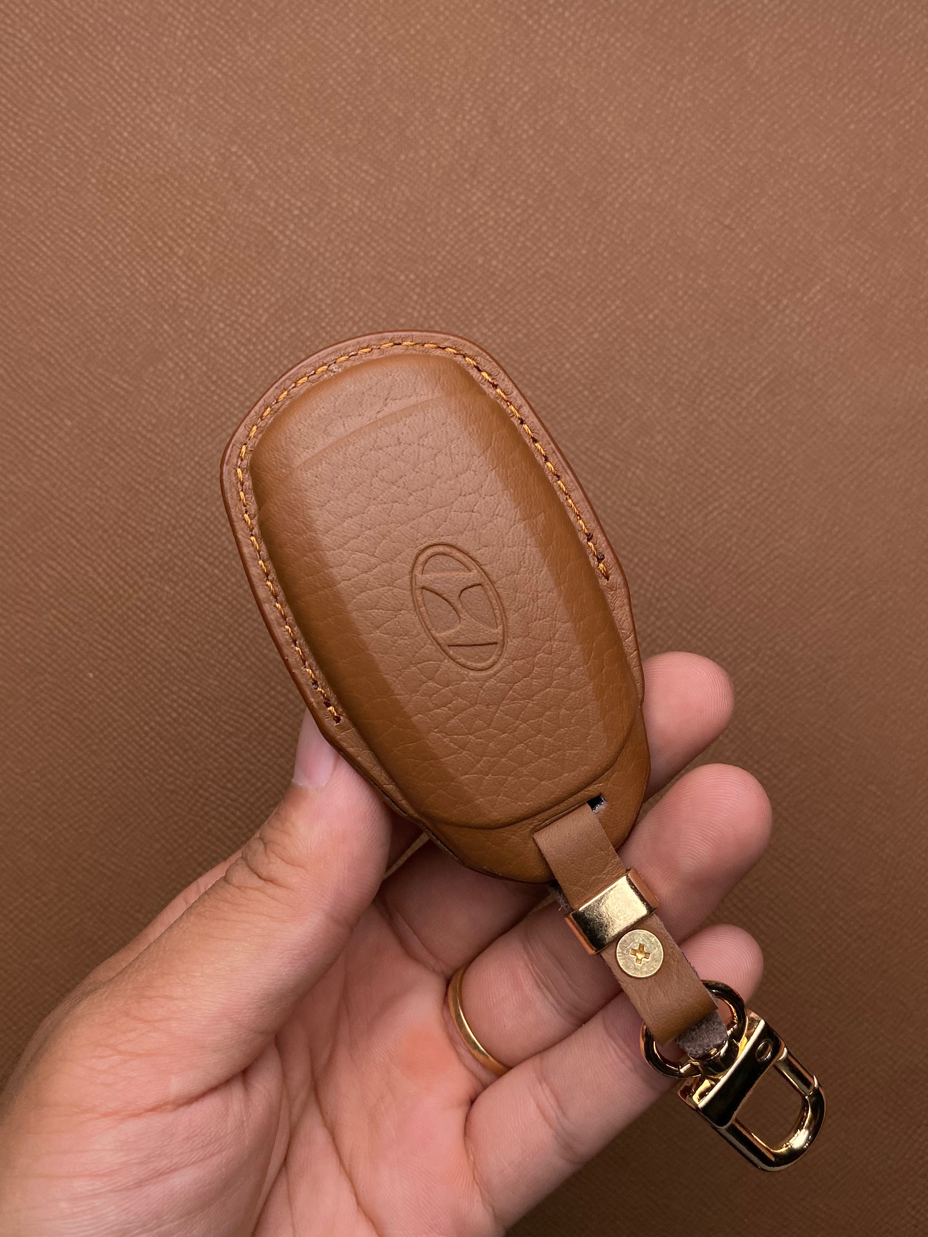 Leather Car Key Case for Hyundai Santa Fe, Kona, Accent (2019-2020) - HUYD3