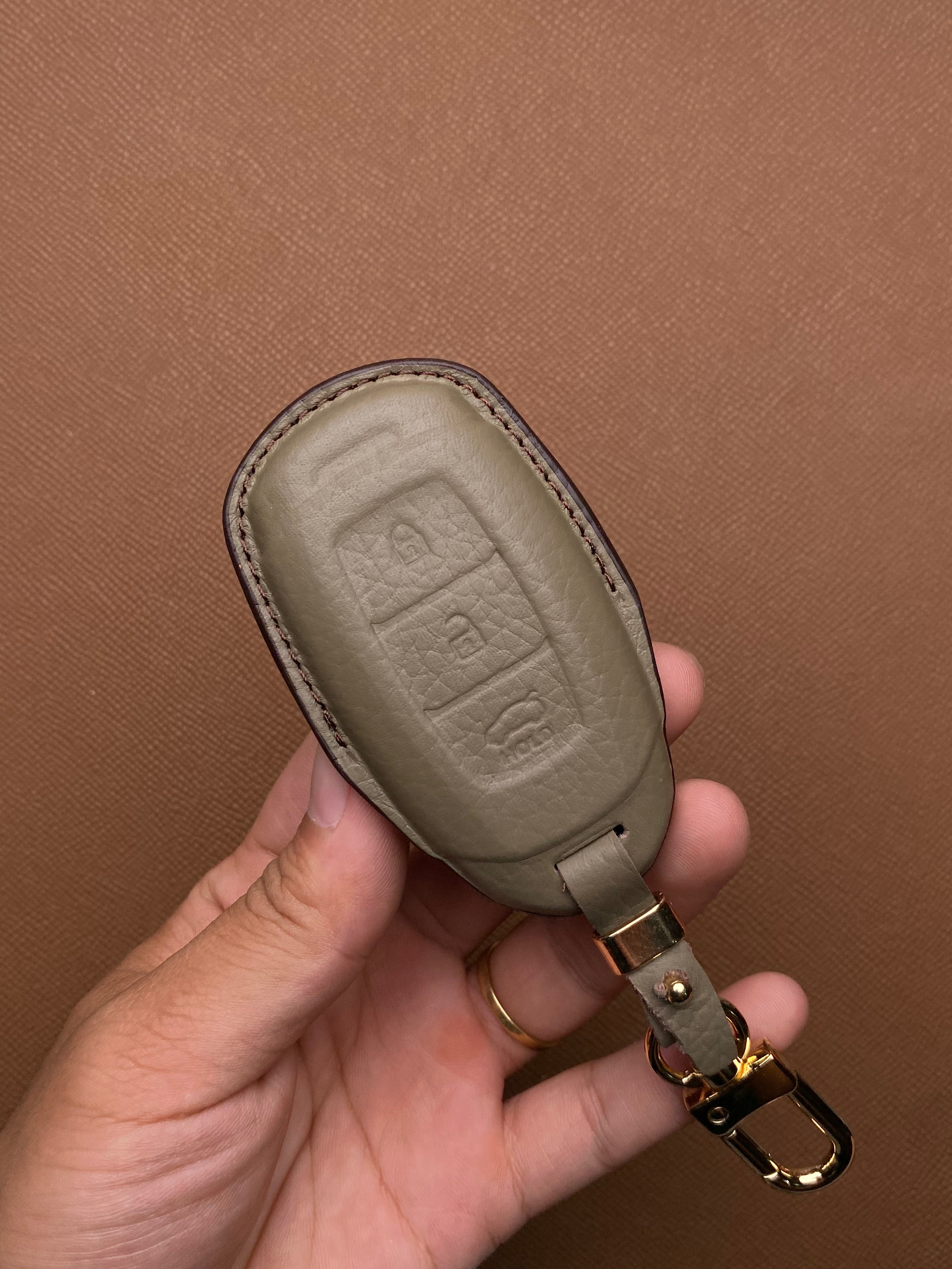 Leather Car Key Case for Hyundai Santa Fe, Kona, Accent (2019-2020) - HUYD3