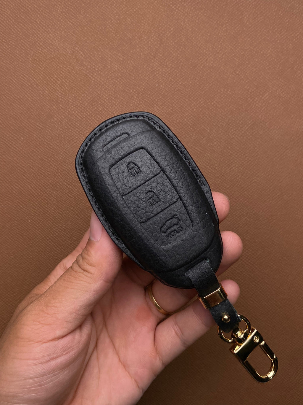 Leather Car Key Case for Hyundai Santa Fe, Kona, Accent (2019-2020) - HUYD3