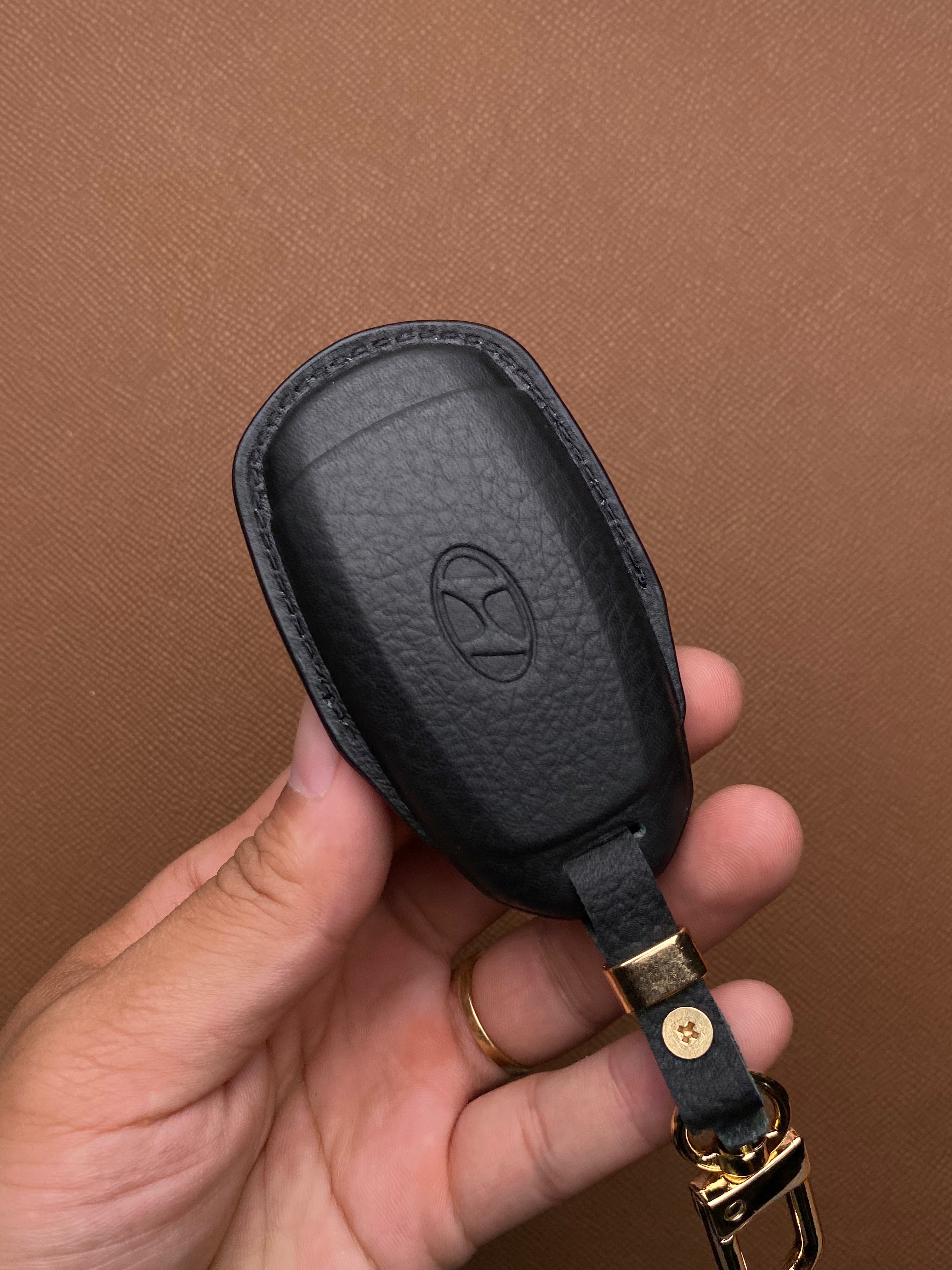 Leather Car Key Case for Hyundai Santa Fe, Kona, Accent (2019-2020) - HUYD3