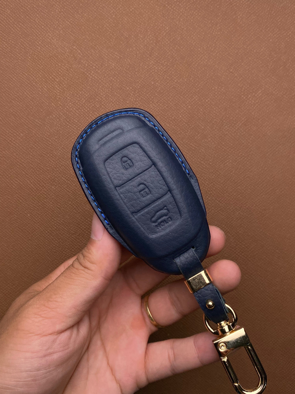 Leather Car Key Case for Hyundai Santa Fe, Kona, Accent (2019-2020) - HUYD3