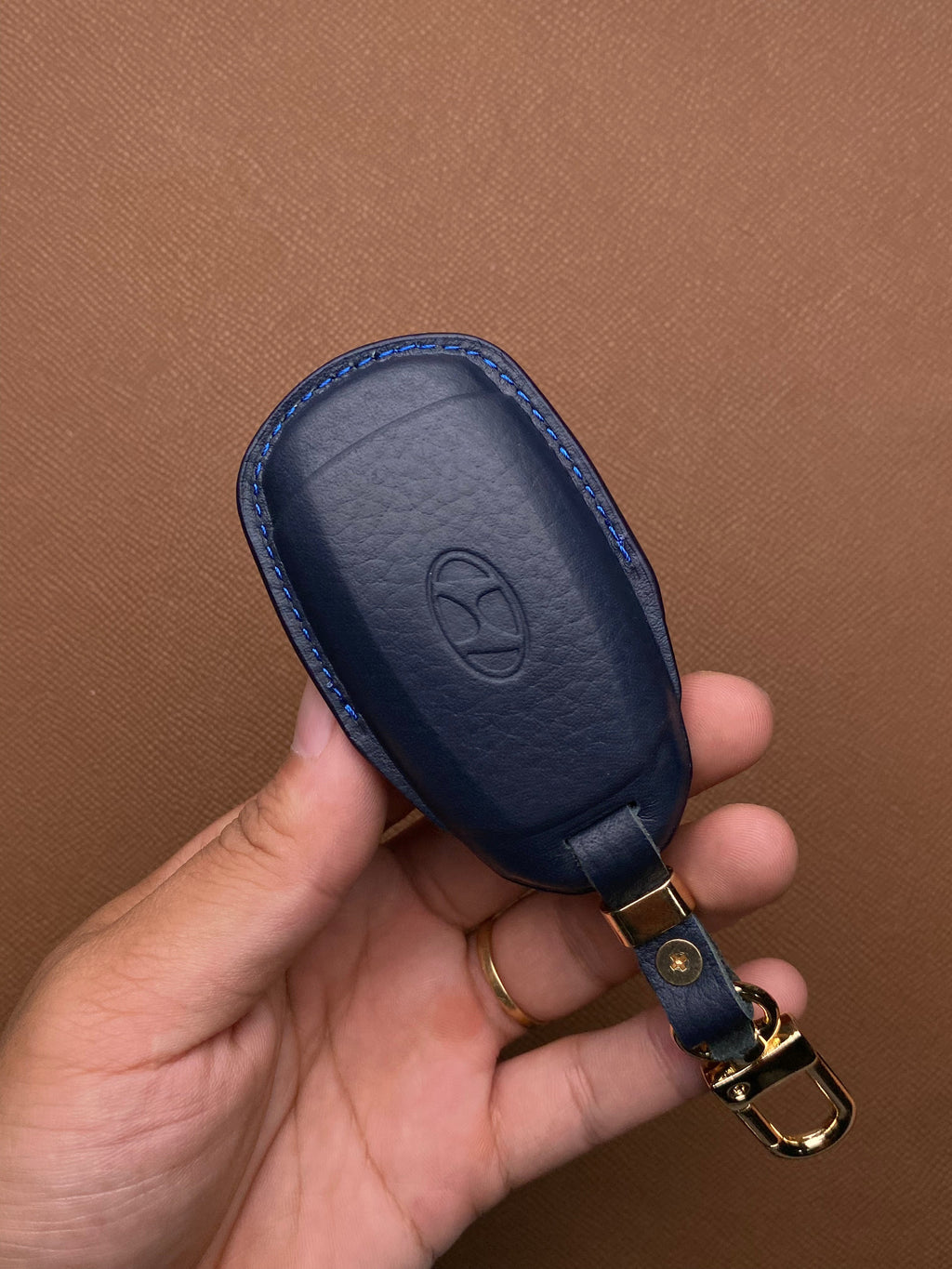 Leather Car Key Case for Hyundai Santa Fe, Kona, Accent (2019-2020) - HUYD3