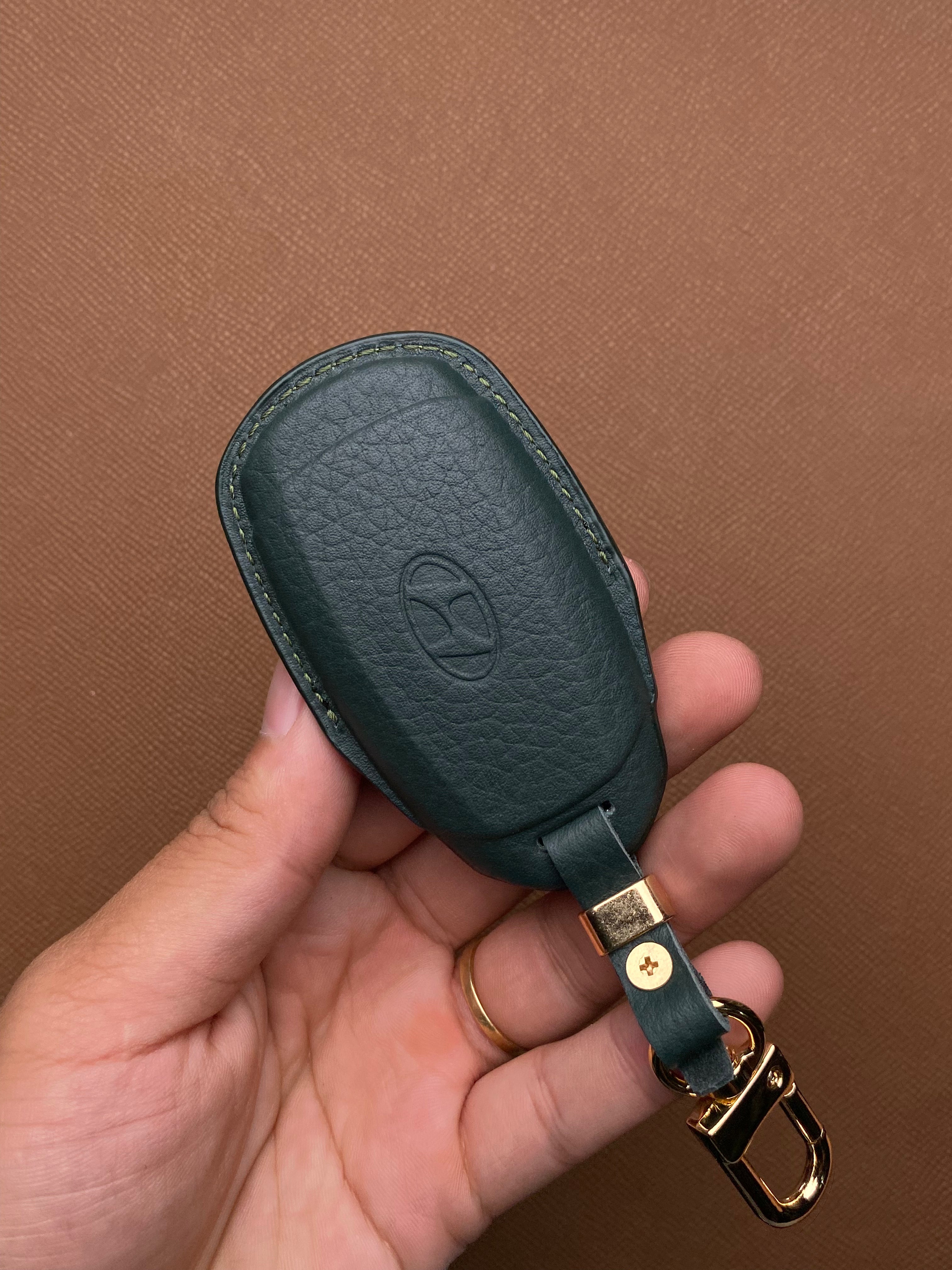 Leather Car Key Case for Hyundai Santa Fe, Kona, Accent (2019-2020) - HUYD3