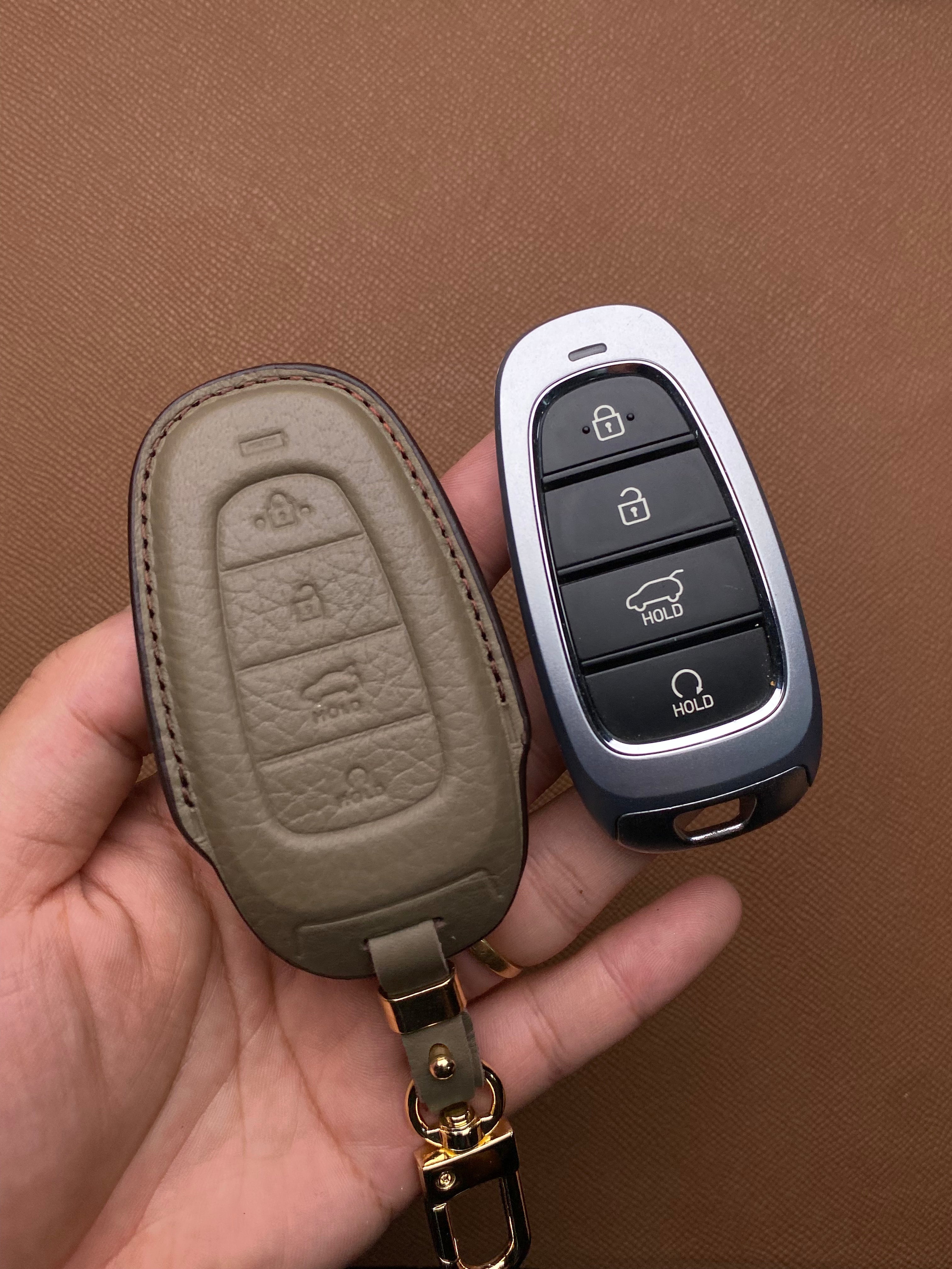 Leather Car Key Case for Hyundai Santa Fe, Tucson, Palisade (2021 - 2024)